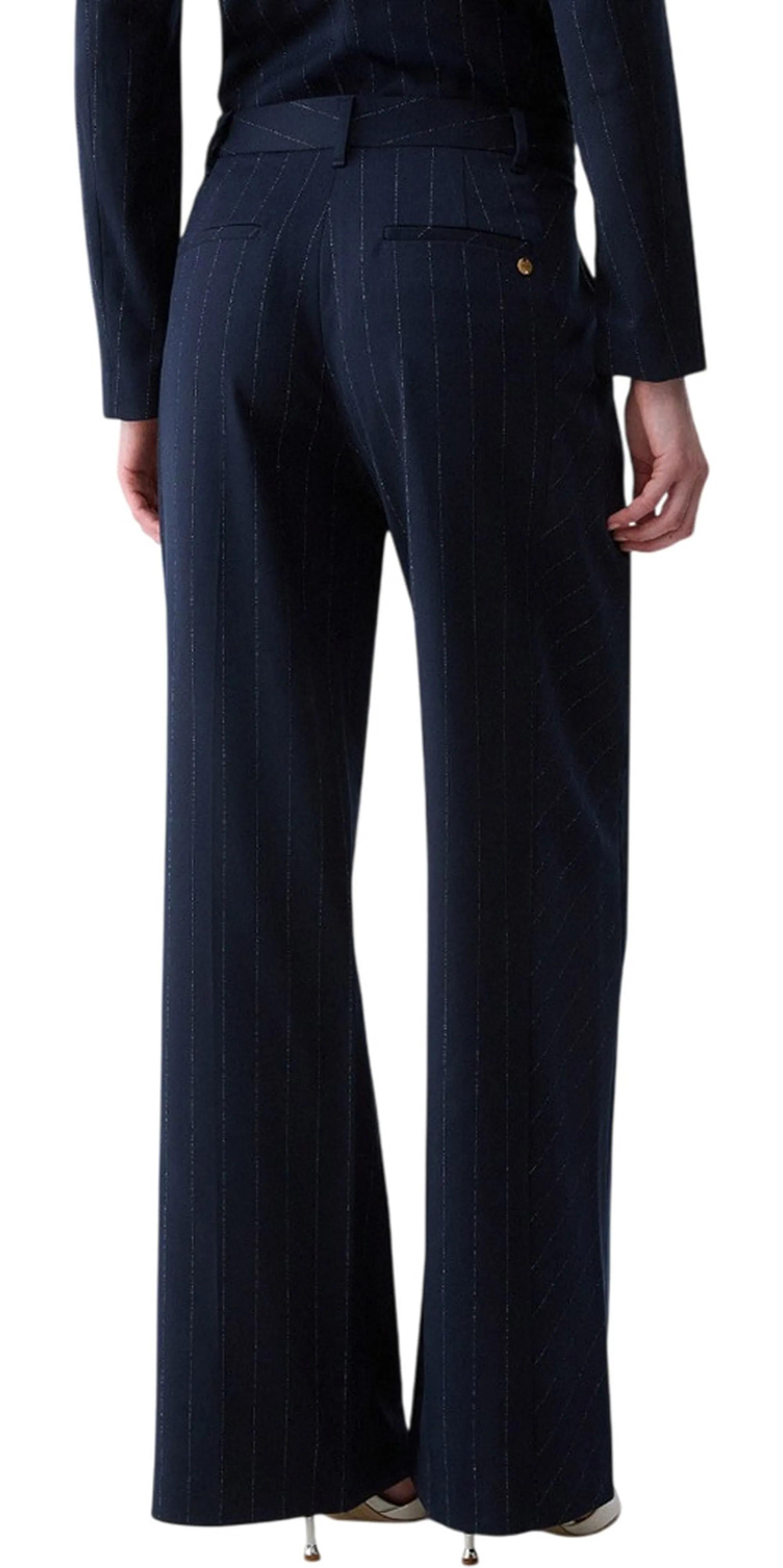 Liujo Jeans Pantalone Straight Gessati Blu Wf6251T731A 186093