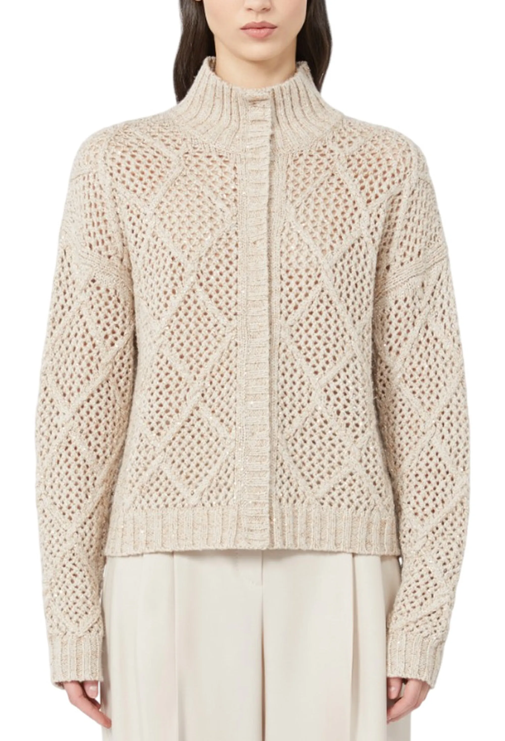 Max Mara Studio Cardigan Ghinea Beige 2526346072 164754