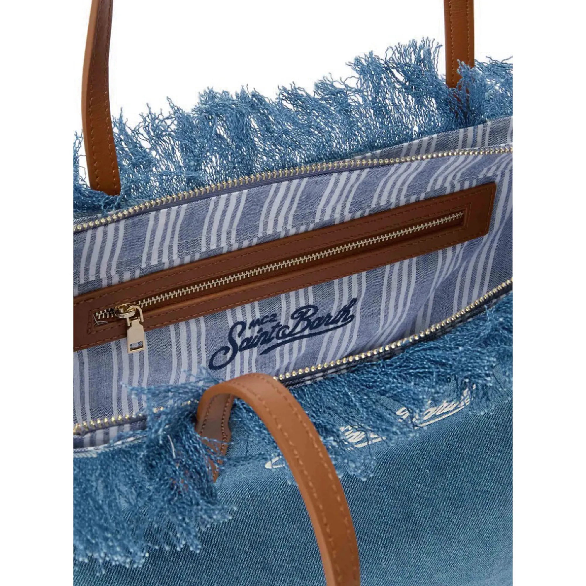 Mc2 Saint Barth B'Borsa City Bag Mid Fringe' Denim Cbmf001-00436L 178879