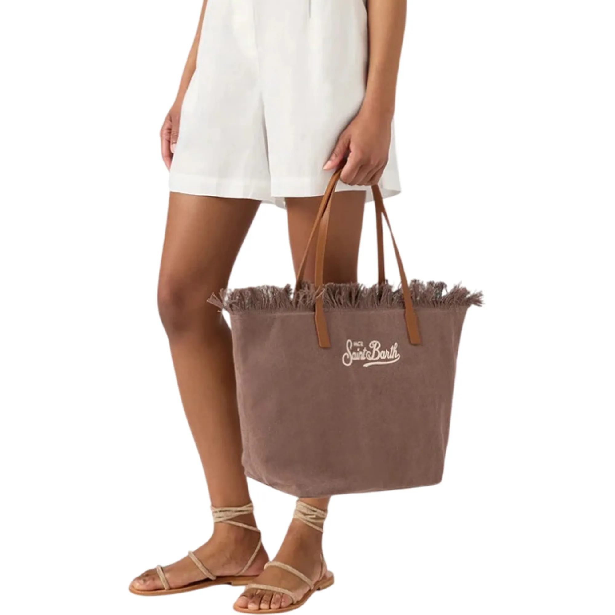 Mc2 Saint Barth Borsa City Fringe Canvas Marrone Cbf0001-01742L 178930