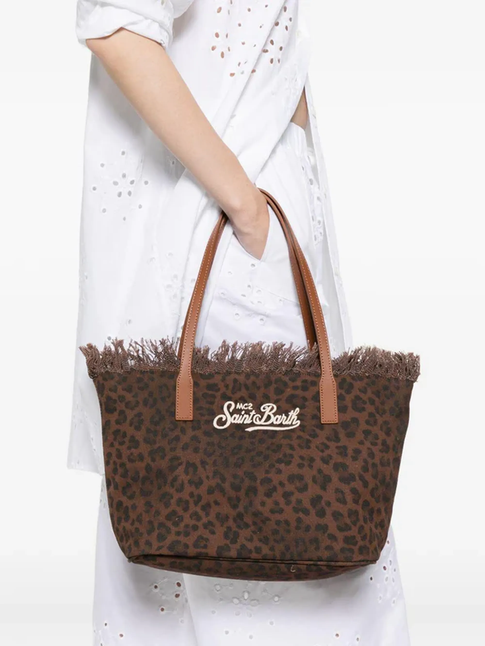 Mc2 Saint Barth B'Borsa City Mid Fringe Canvas' Leopard Print Cbmf001-00588L 177563