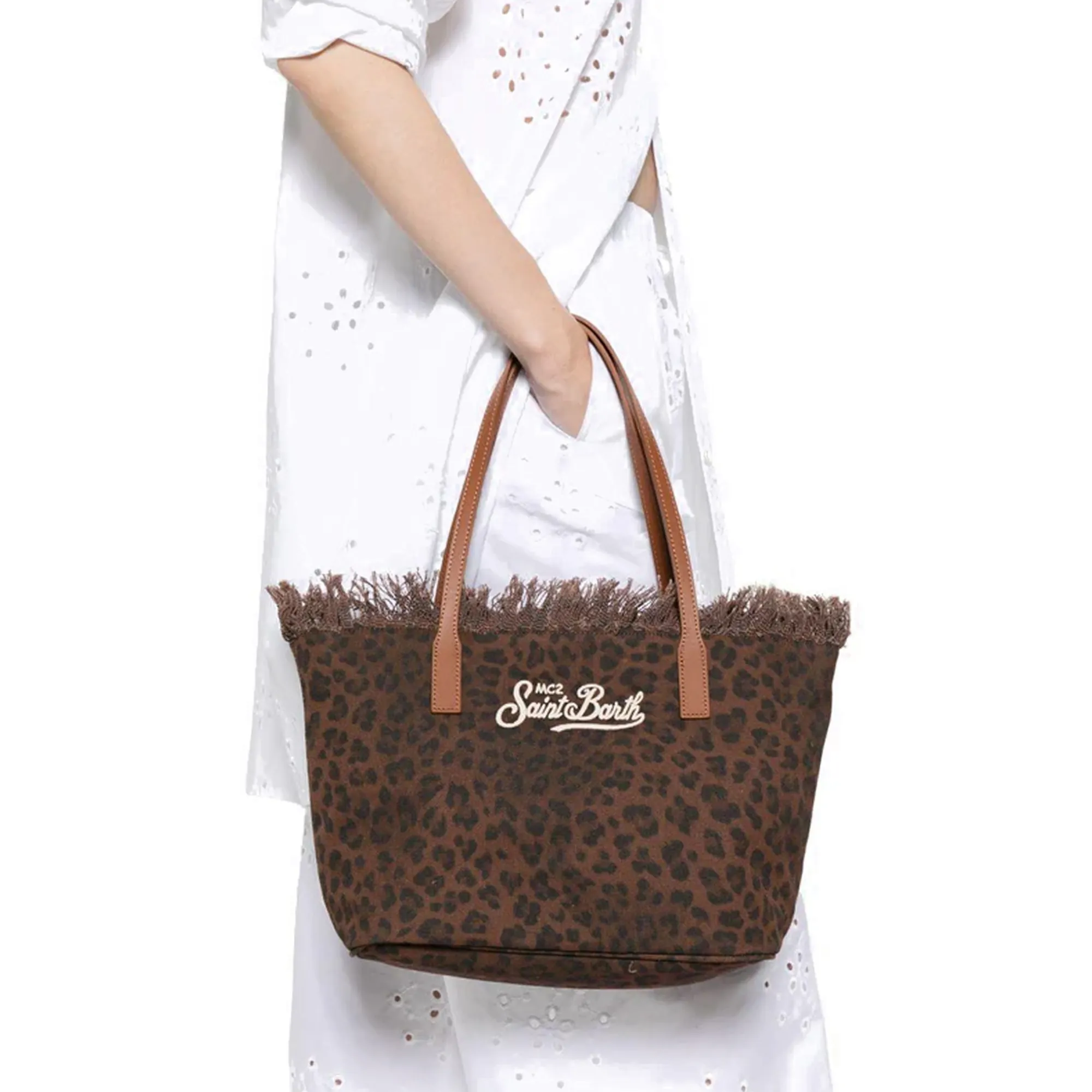 Mc2 Saint Barth B'Borsa City Mid Fringe Canvas' Leopard Print Cbmf001-00588L 178799