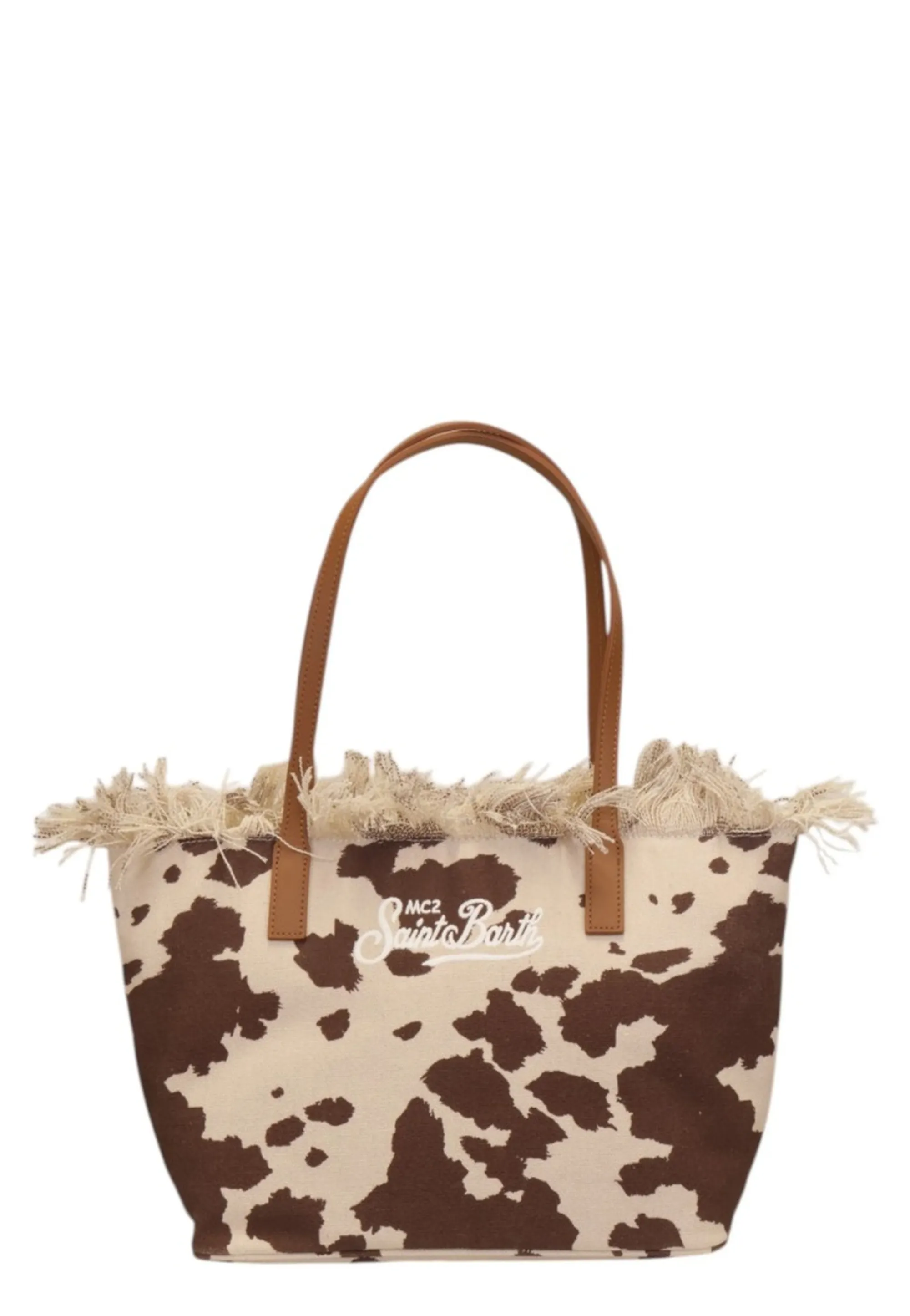 Mc2 Saint Barth Borsa City Mid Fringe Canvas Cow West Marrone Cbmf001-01750L 178010