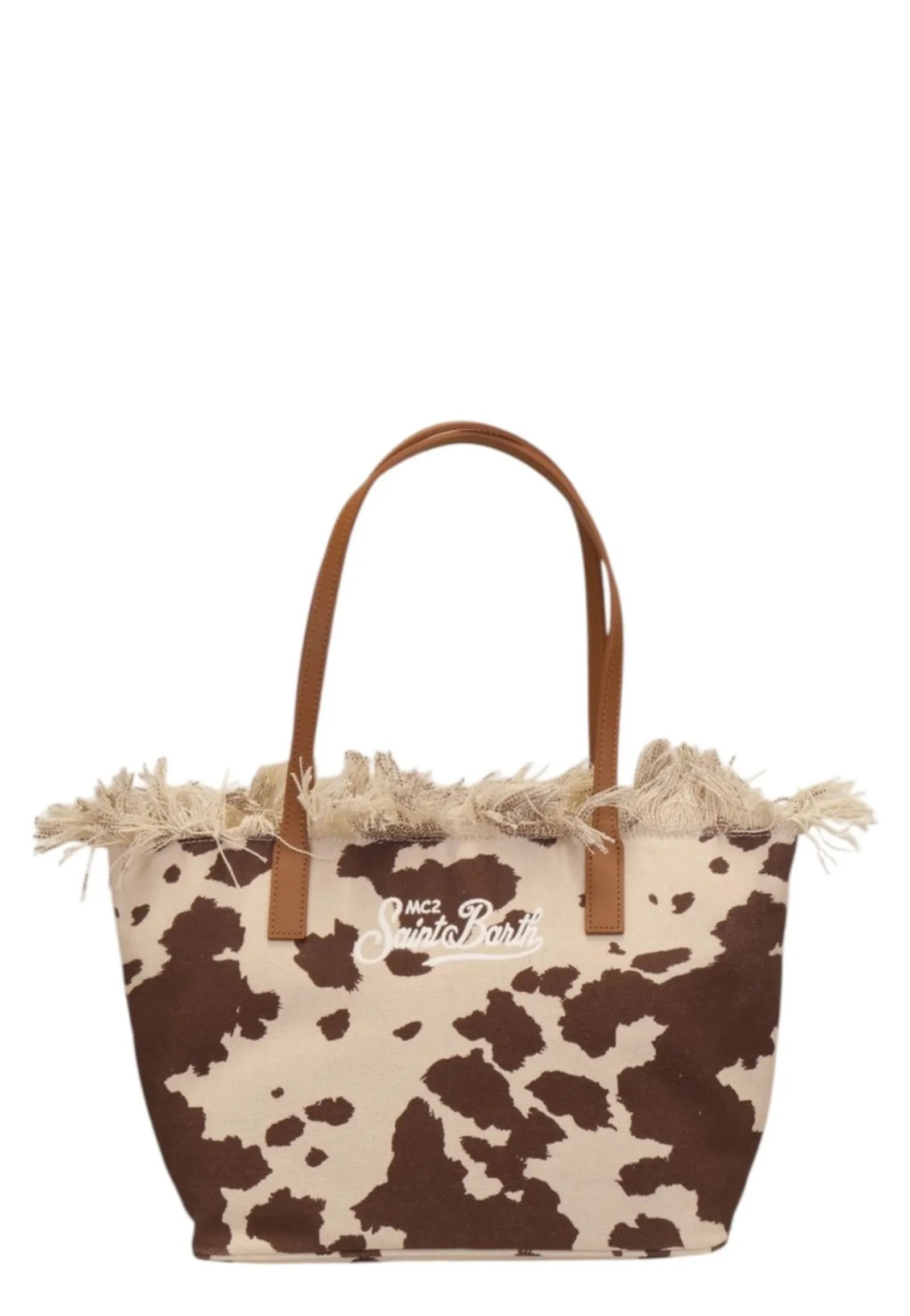 Mc2 Saint Barth Borsa City Mid Fringe Canvas Cow West Marrone Cbmf001-01750L 178010