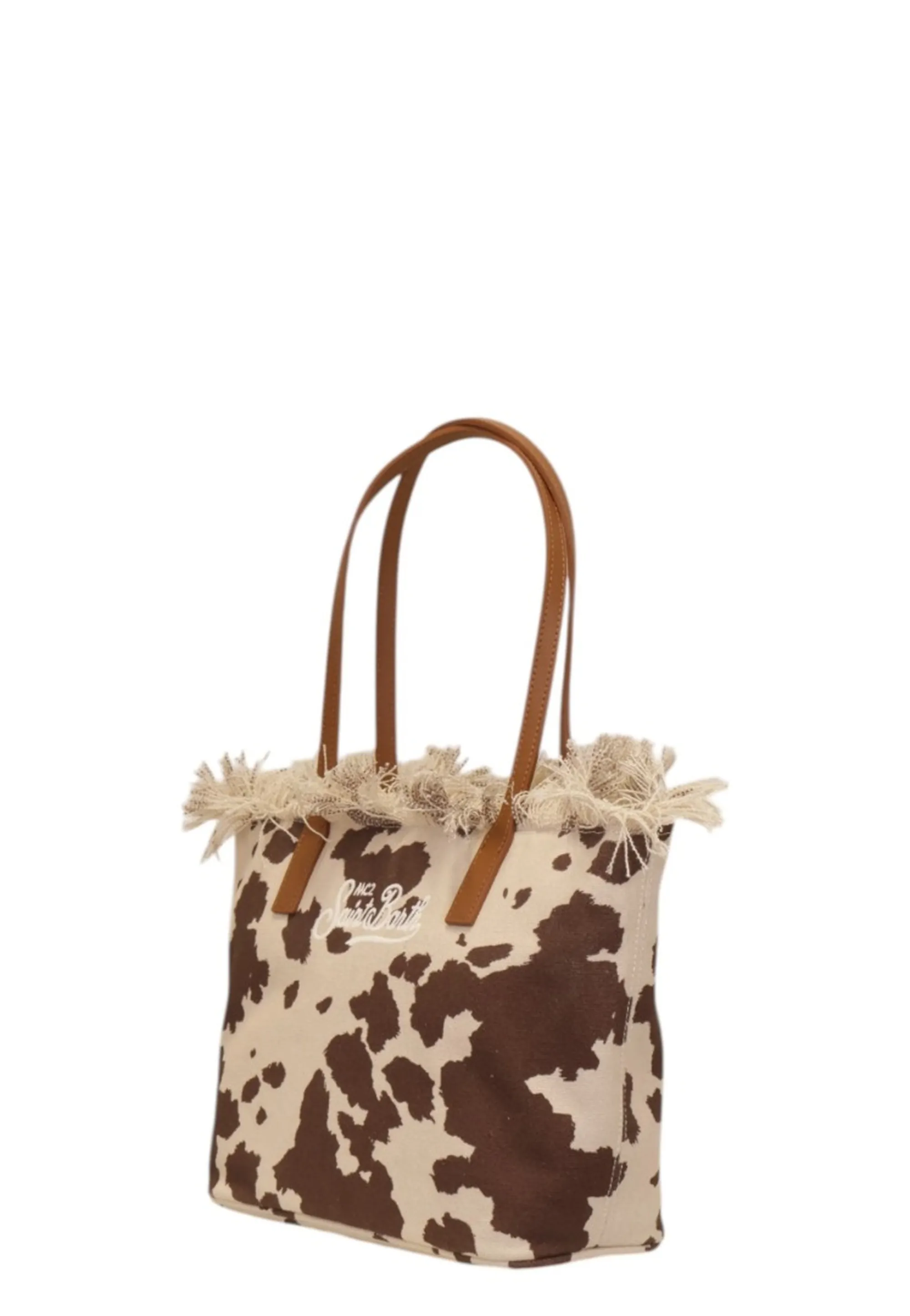 Mc2 Saint Barth Borsa City Mid Fringe Canvas Cow West Marrone Cbmf001-01750L 178011