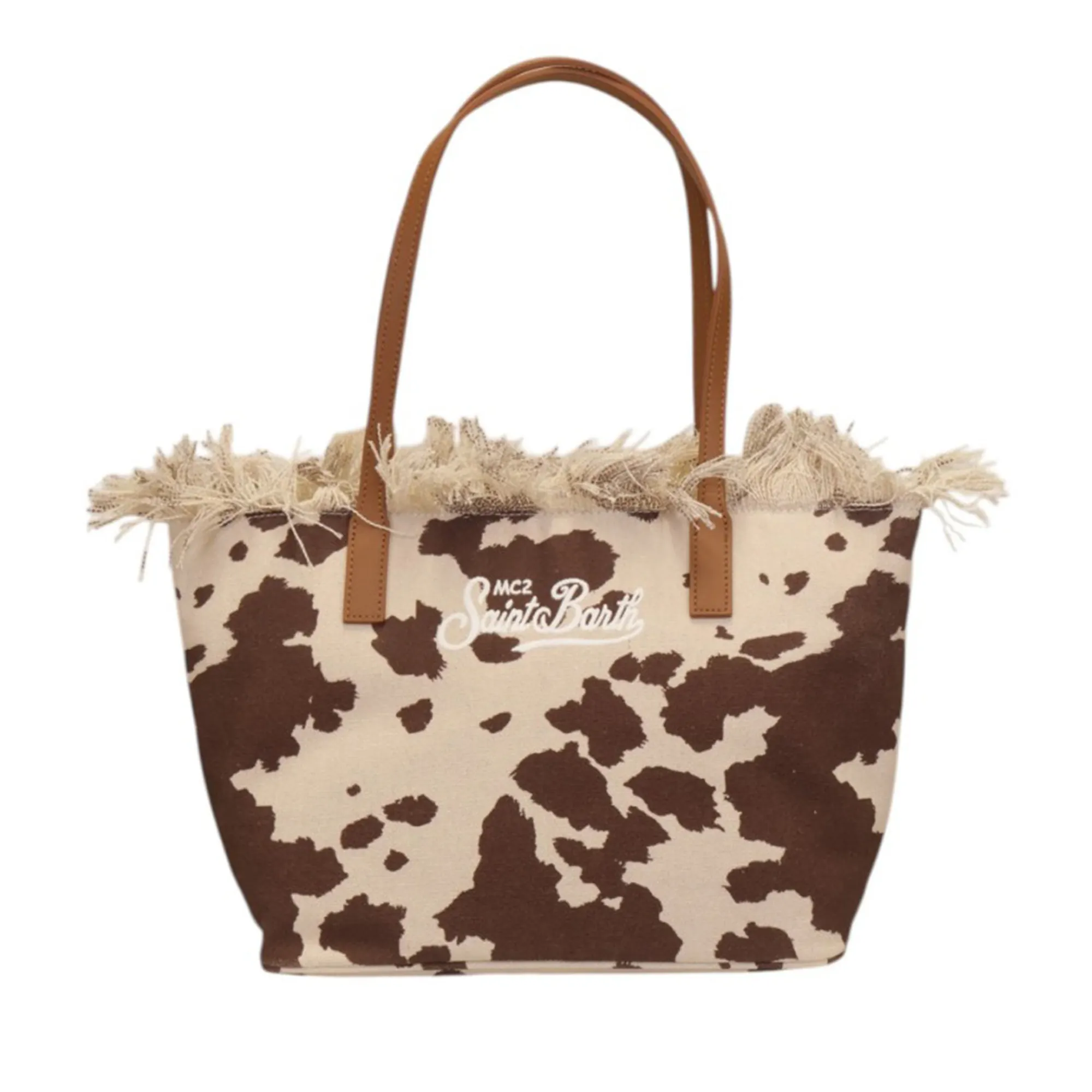 Mc2 Saint Barth Borsa City Mid Fringe Canvas Cow West Marrone Cbmf001-01750L 178918