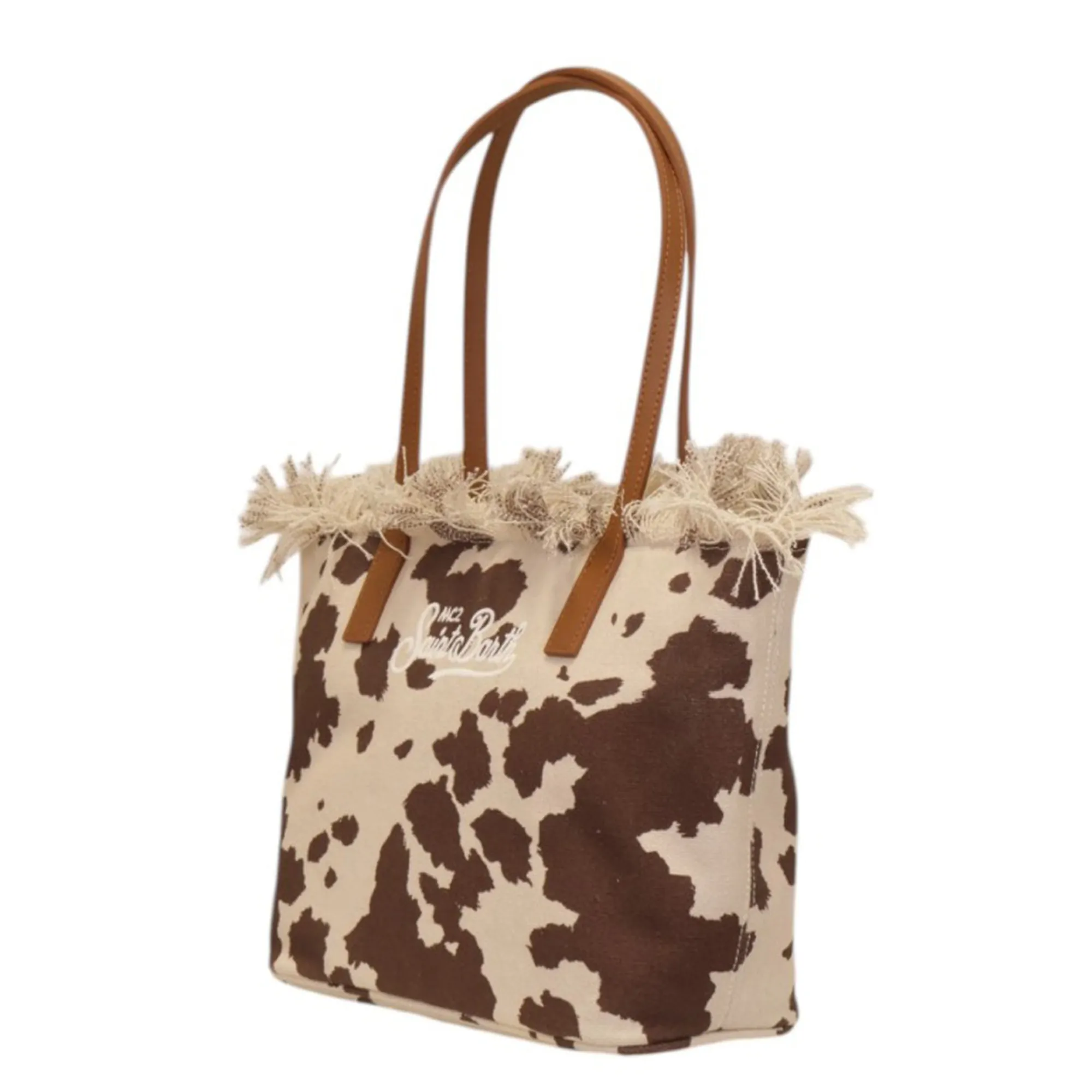 Mc2 Saint Barth Borsa City Mid Fringe Canvas Cow West Marrone Cbmf001-01750L 178919