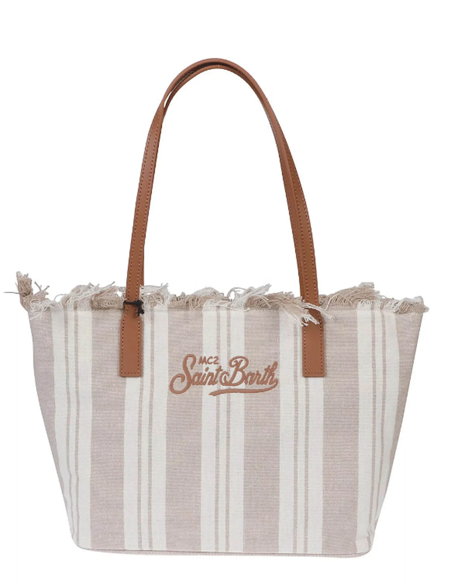 Mc2 Saint Barth Borsa City Mid Fringe Double Stripes Beige Cbmf001-00589L 178007