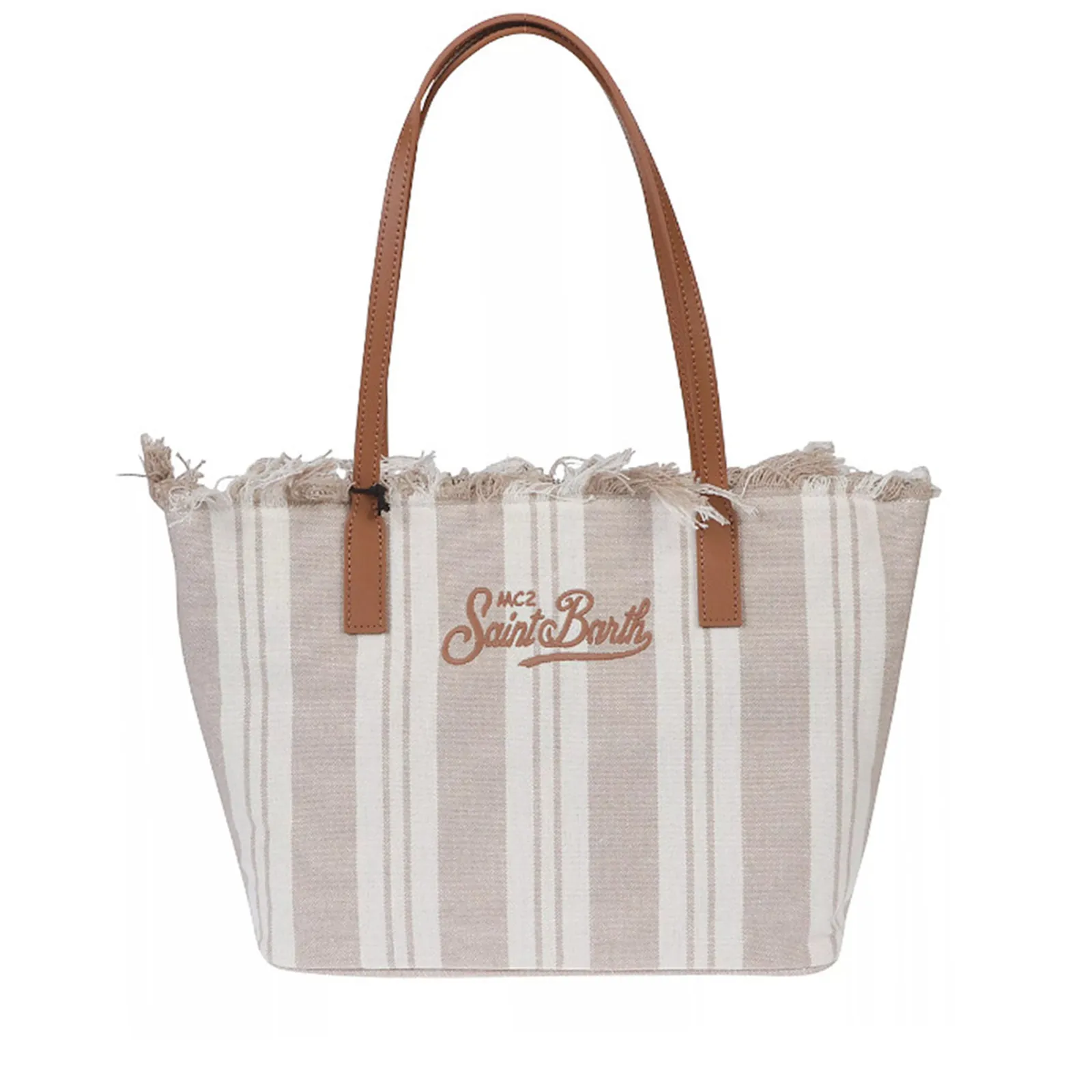 Mc2 Saint Barth Borsa City Mid Fringe Double Stripes Beige Cbmf001-00589L 178923