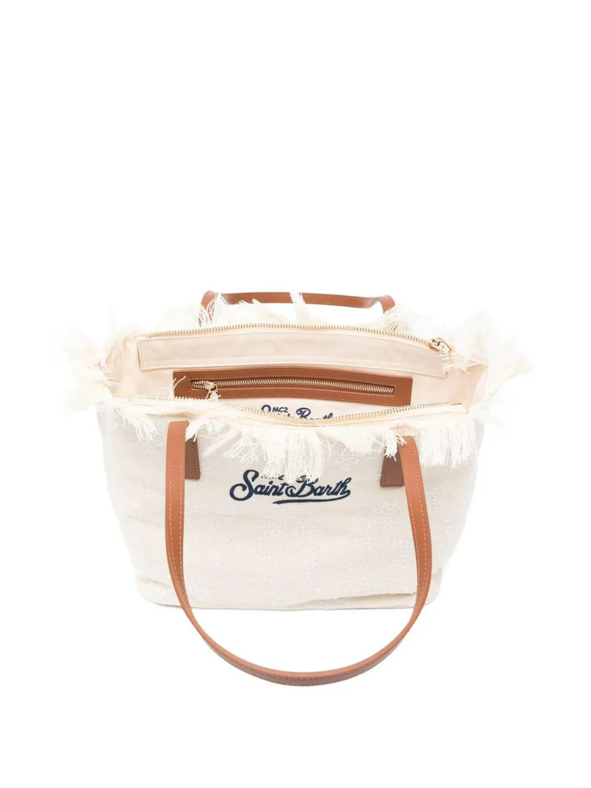 Mc2 Saint Barth B'City Mid Fringe Sangallo Bag' White Cbmf001-01034L 177554