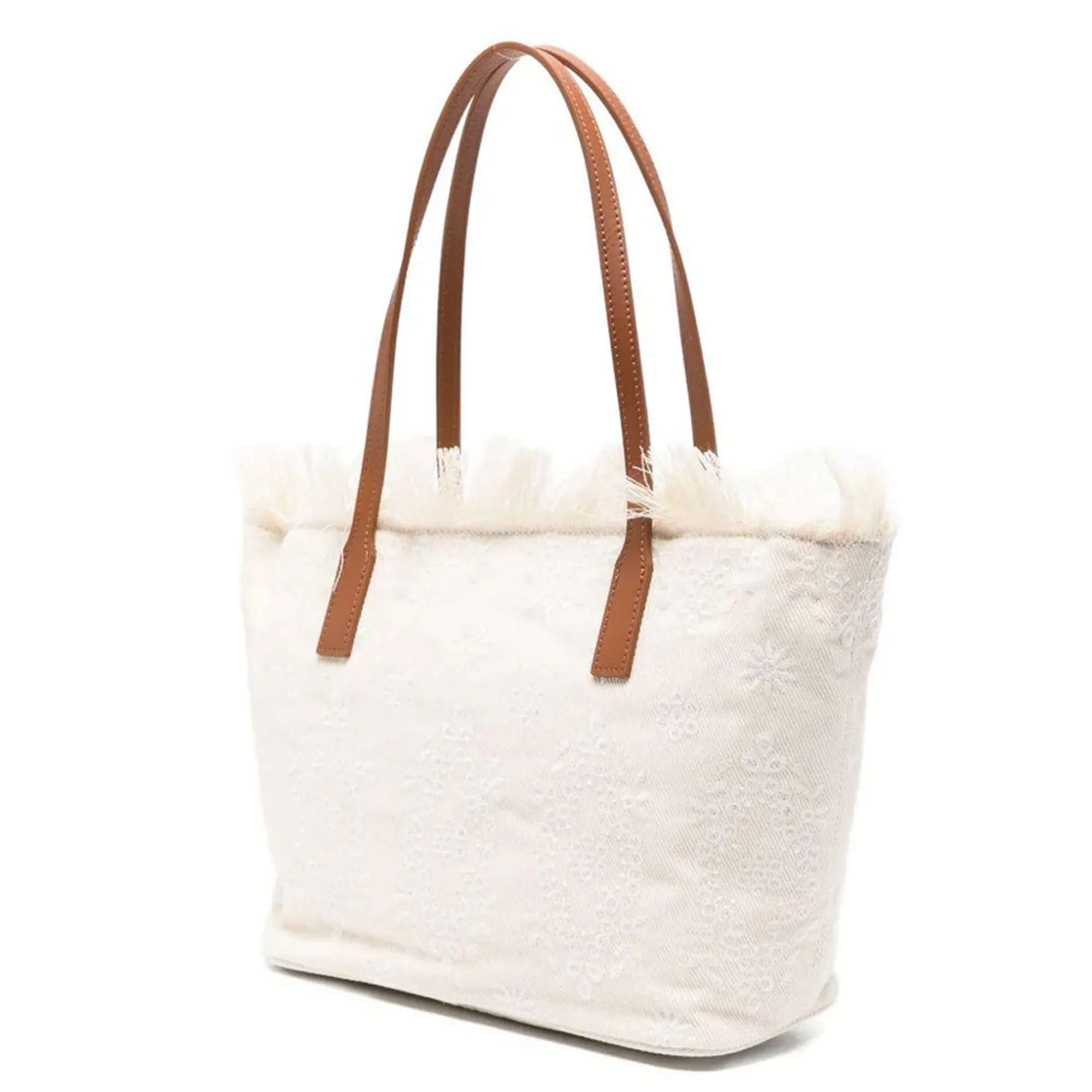 Mc2 Saint Barth B'City Mid Fringe Sangallo Bag' White Cbmf001-01034L 178790