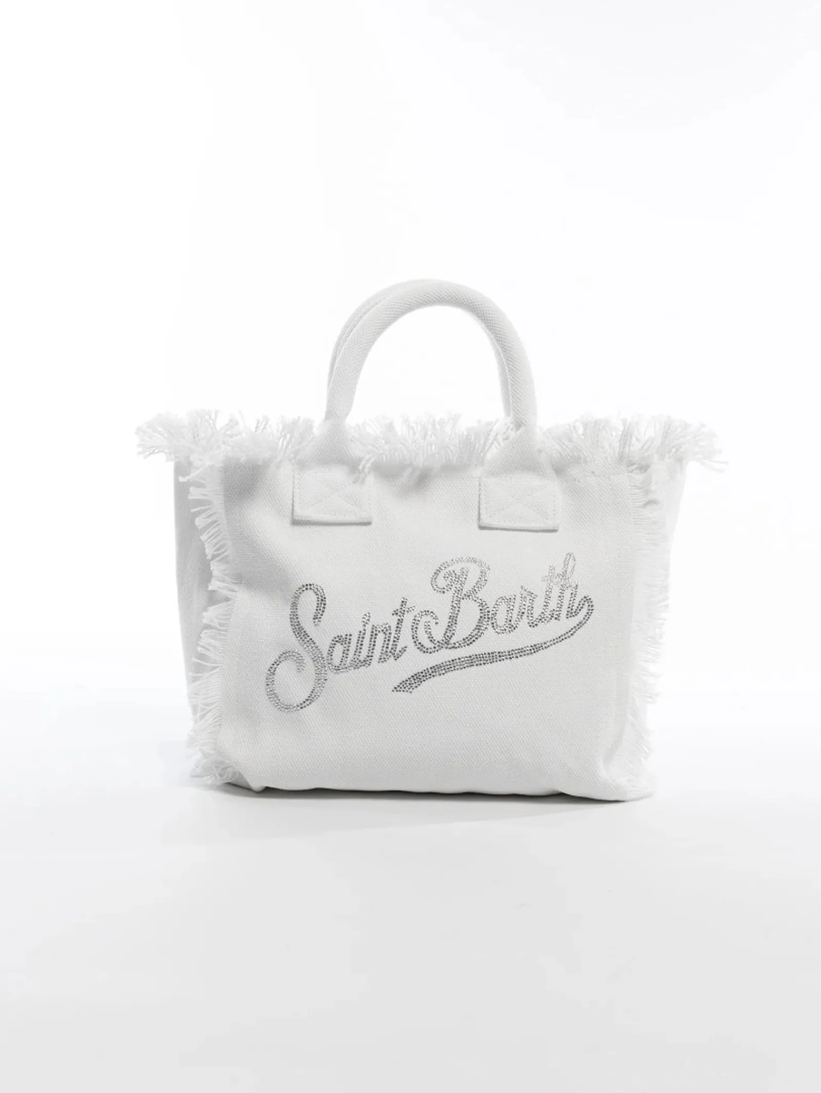 Mc2 Saint Barth Borsa Colette In Canvas Con Strass Bianco Col0001-02571L 179426