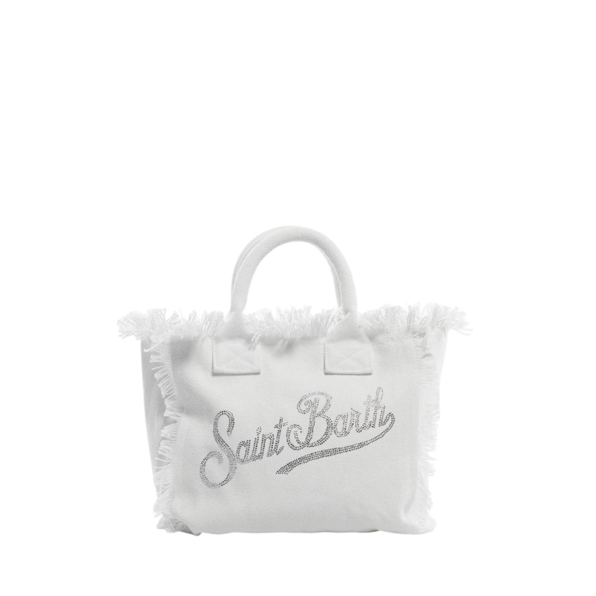 Mc2 Saint Barth Borsa Colette In Canvas Con Strass Bianco Col0001-02571L 179482