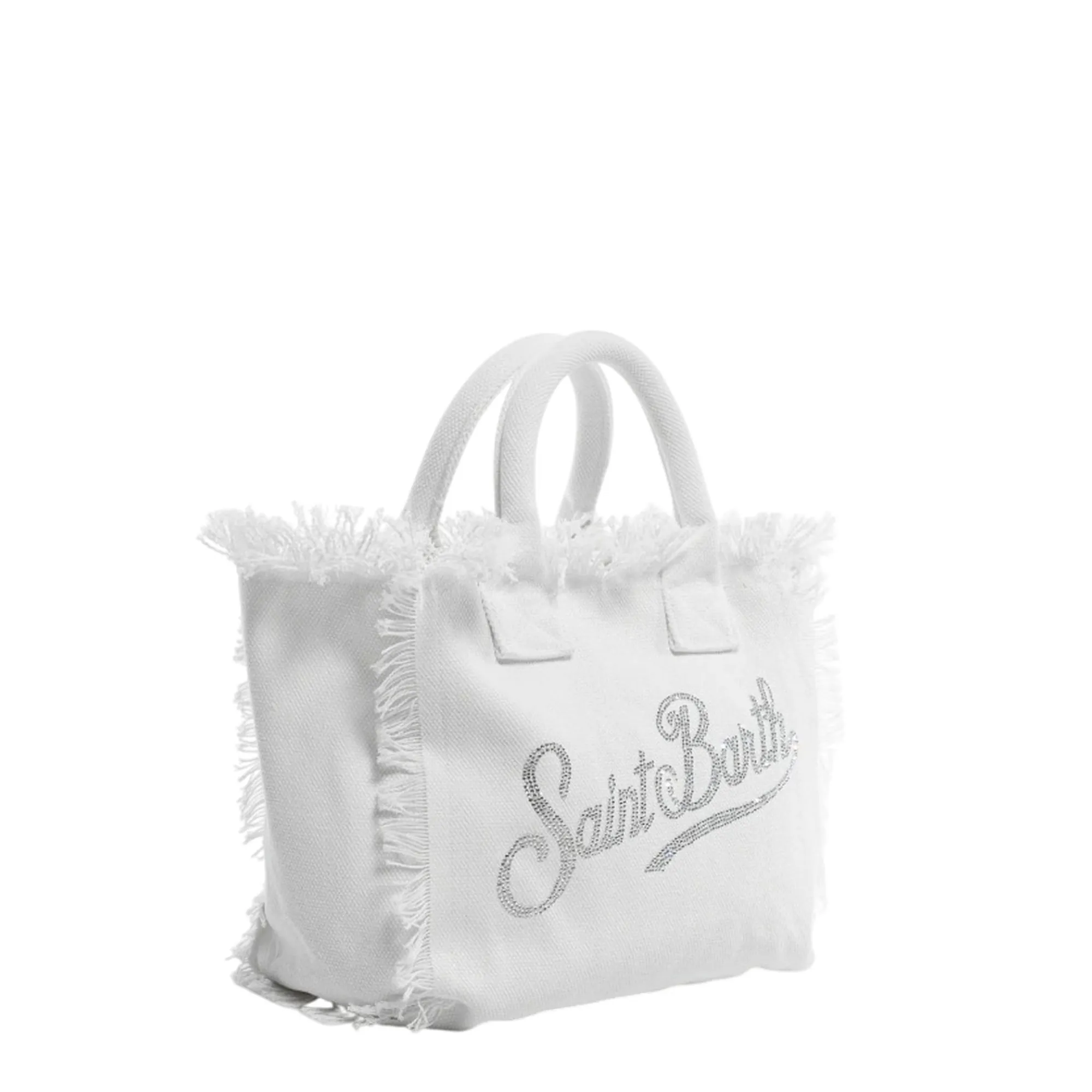Mc2 Saint Barth Borsa Colette In Canvas Con Strass Bianco Col0001-02571L 179483