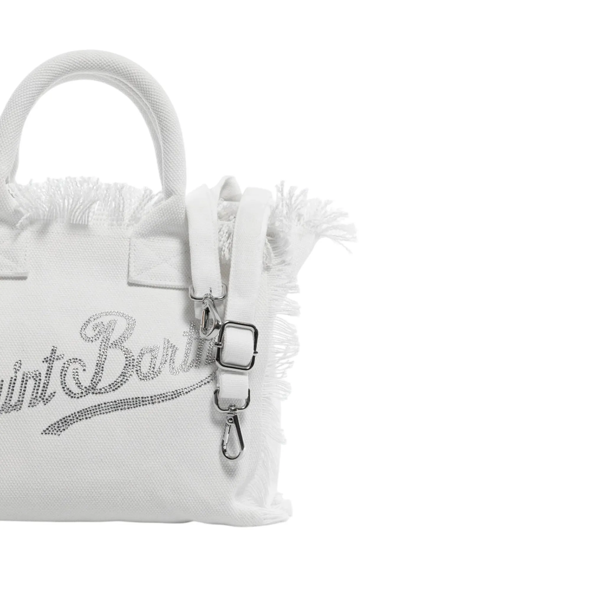 Mc2 Saint Barth Borsa Colette In Canvas Con Strass Bianco Col0001-02571L 179484