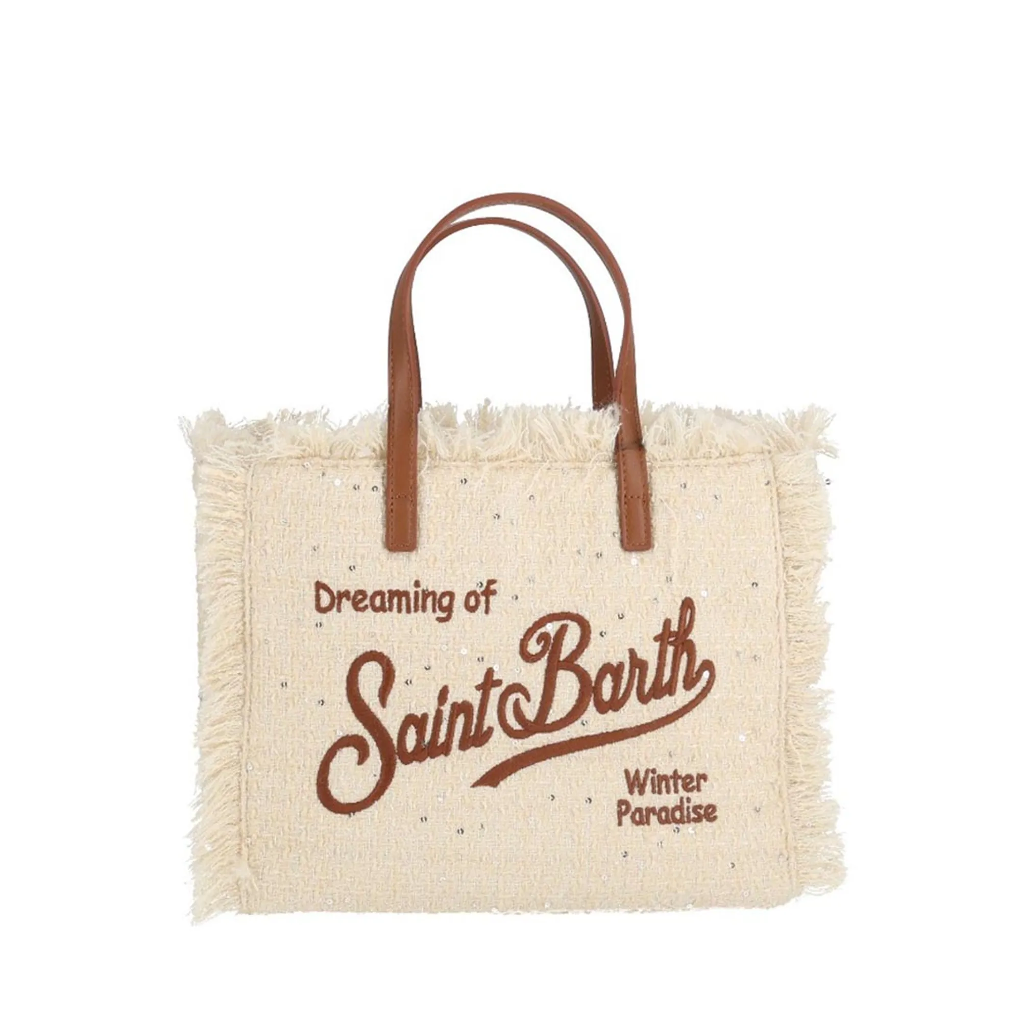 Mc2 Saint Barth Borsa Colette Tweed Paillettes Panna Col0050-04110M 195057
