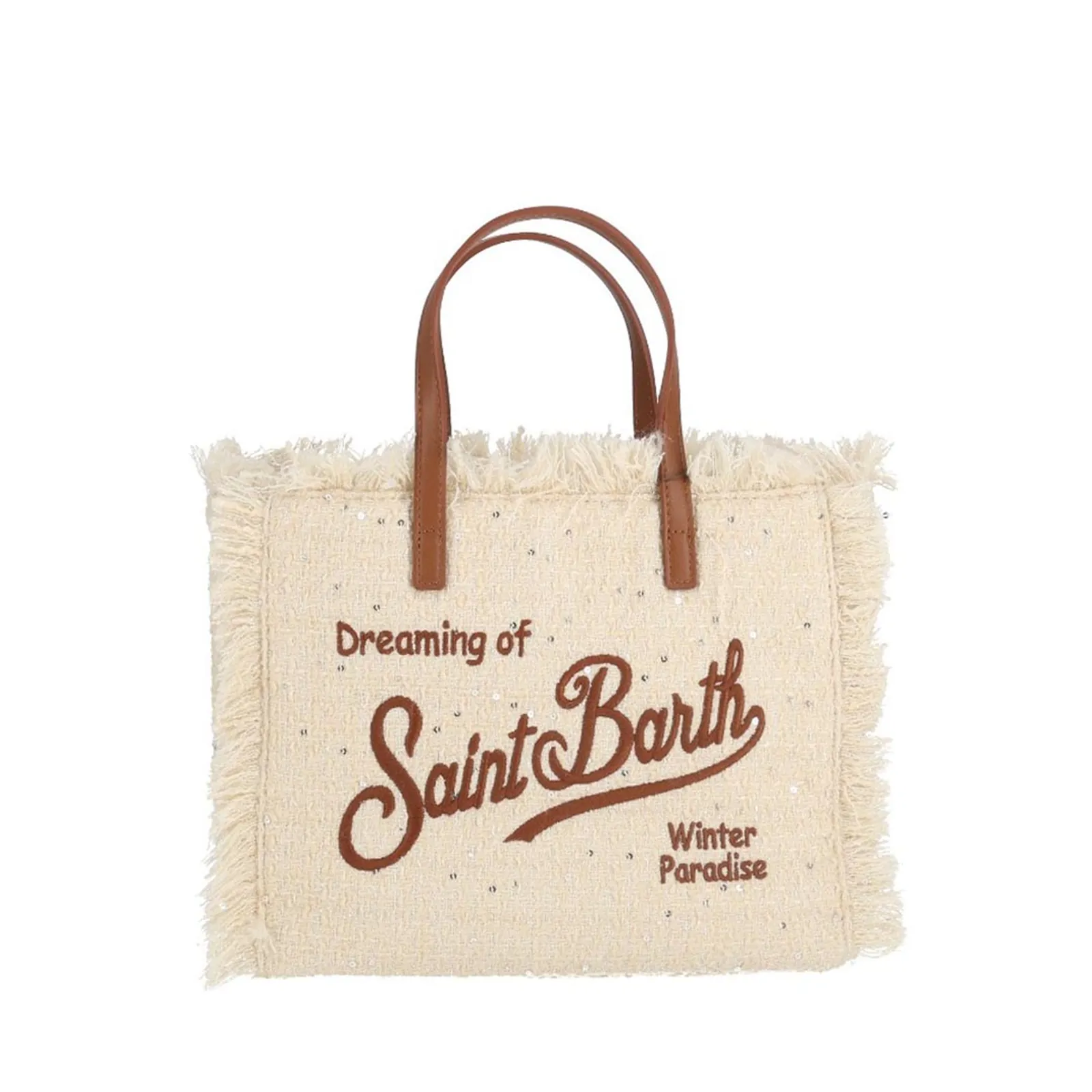 Mc2 Saint Barth Borsa Colette Tweed Paillettes Panna Col0050-04110M 195057