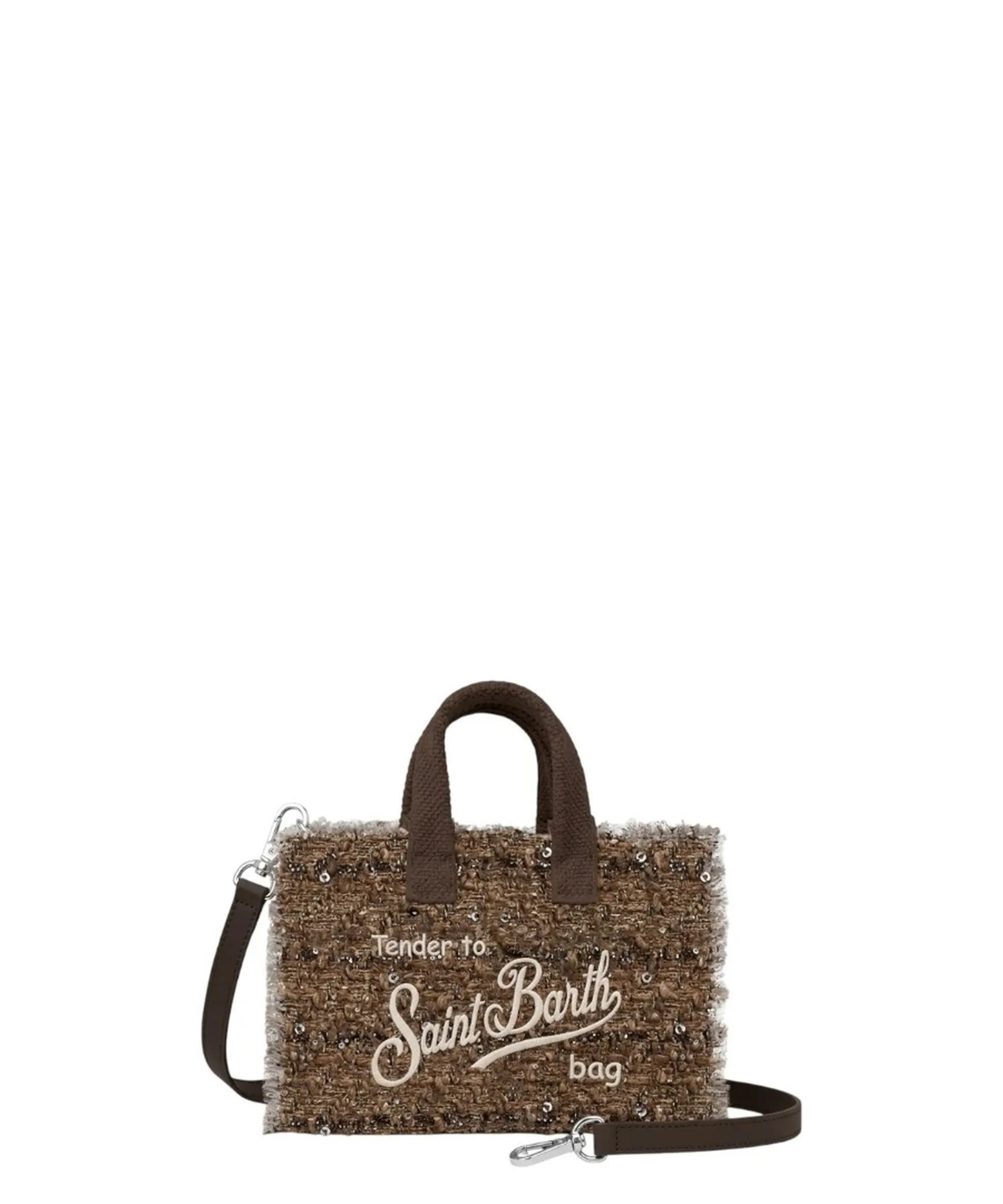 Mc2 Saint Barth Borsa Phone In Tweed Con Paillettes Marrone Phone007-02548M 200017