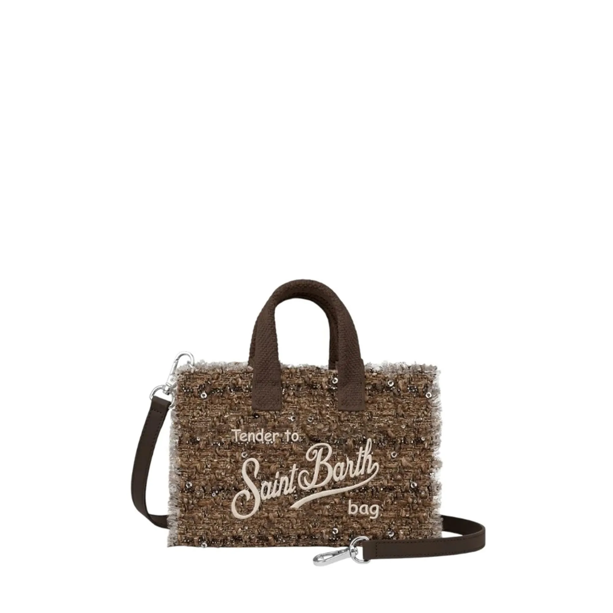 Mc2 Saint Barth B'Borsa Phone In Tweed Con Paillettes' Brown Phone007-02548M 200166