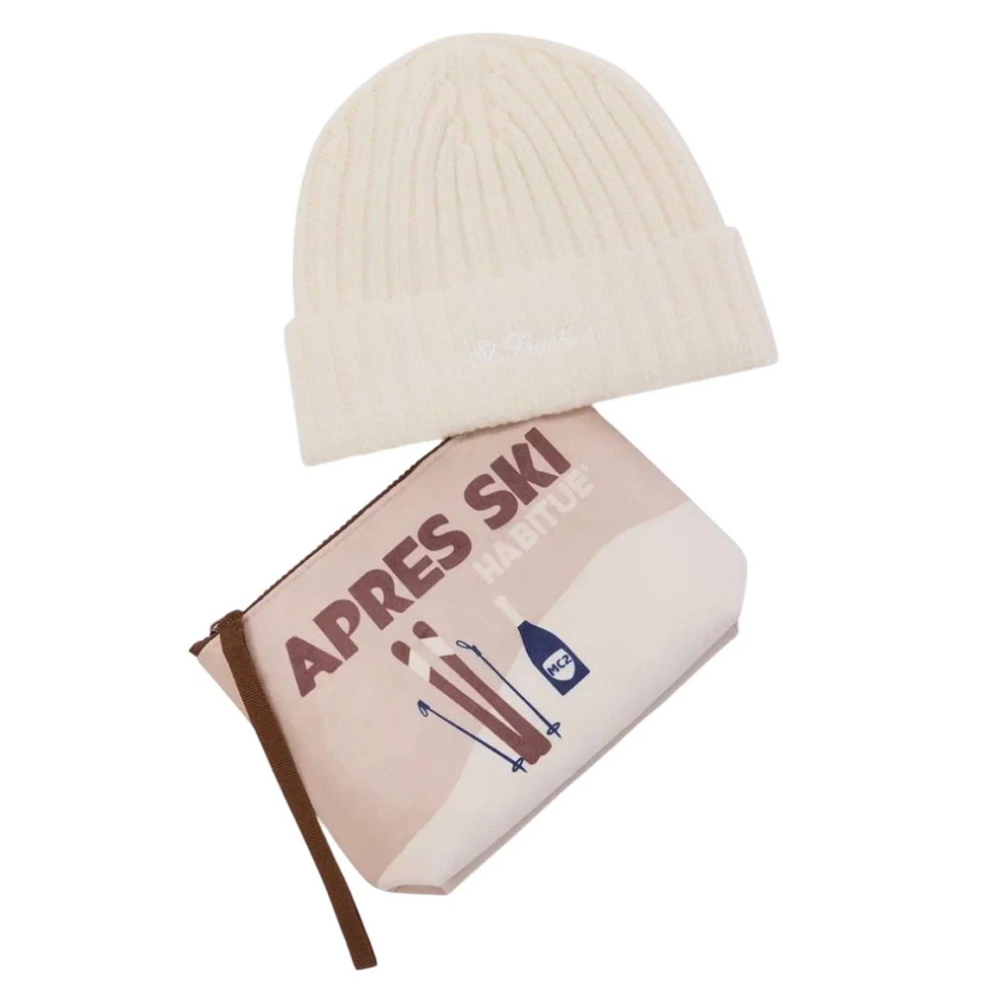 Mc2 Saint Barth Box Pochette Con Stampa Apres Ski E Berretto Beige Box0044-03627M 201678