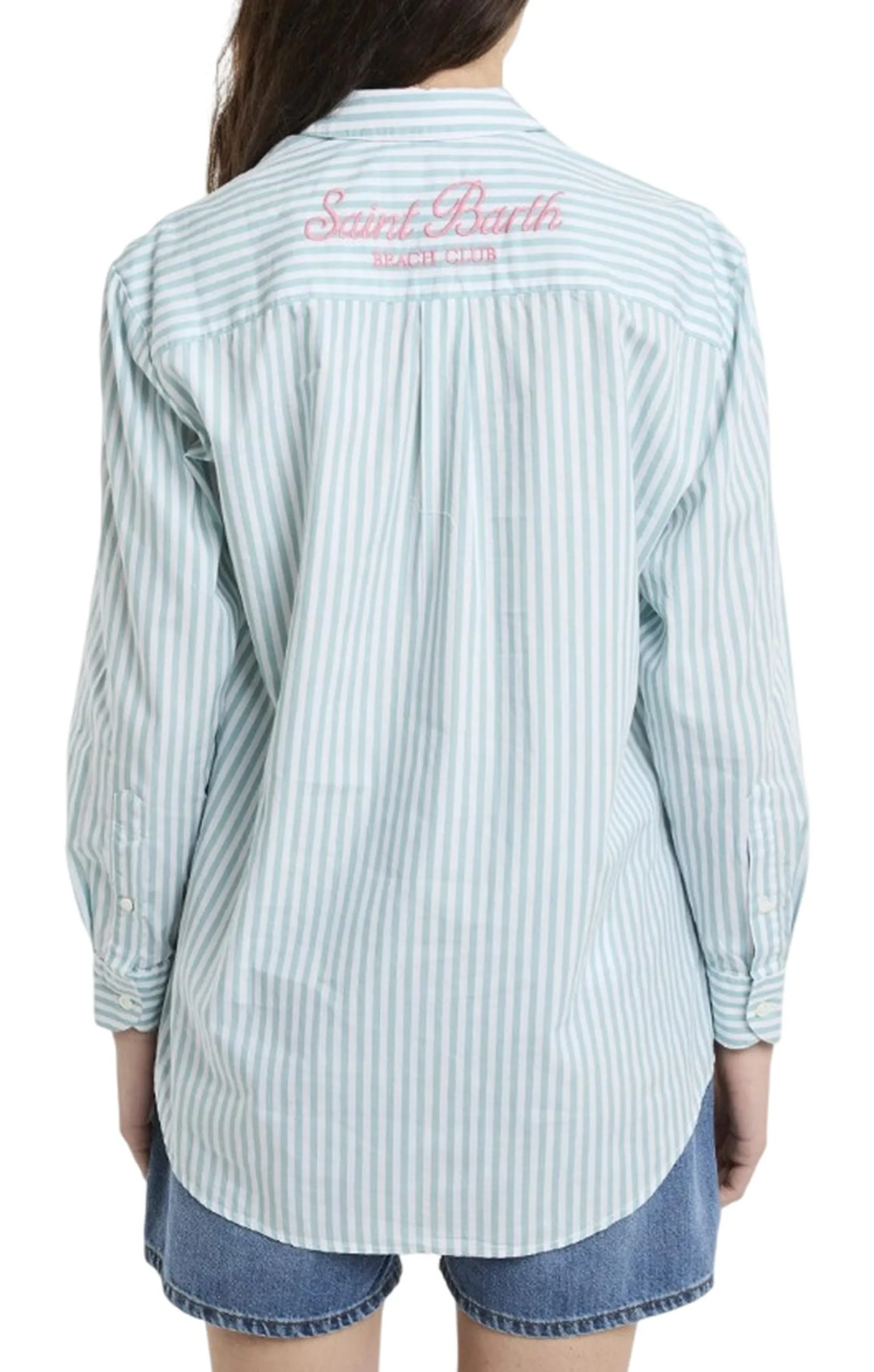 Mc2 Saint Barth Camicia A Righe Verde Brig001-01367L 181426