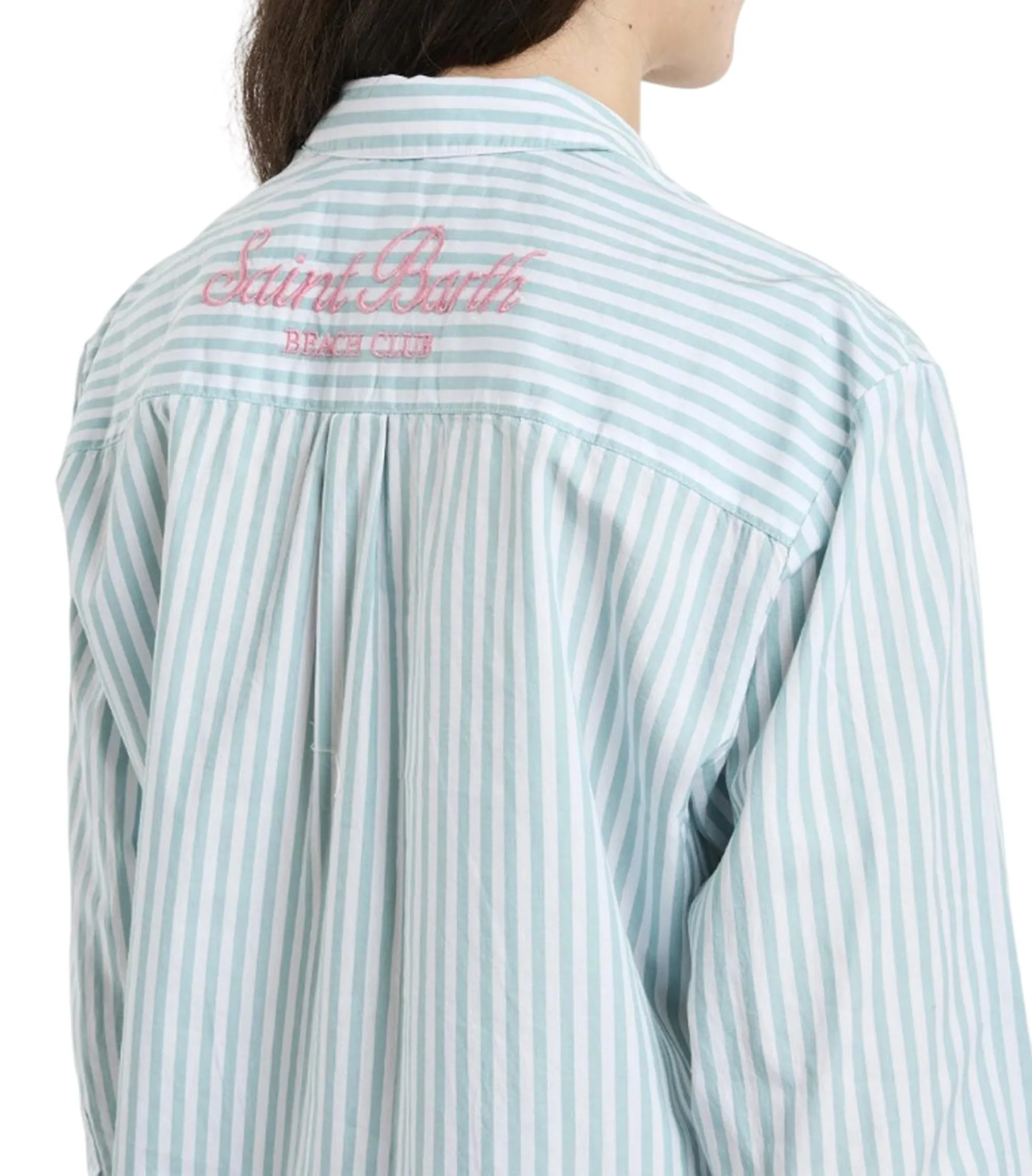Mc2 Saint Barth Camicia A Righe Verde Brig001-01367L 181429