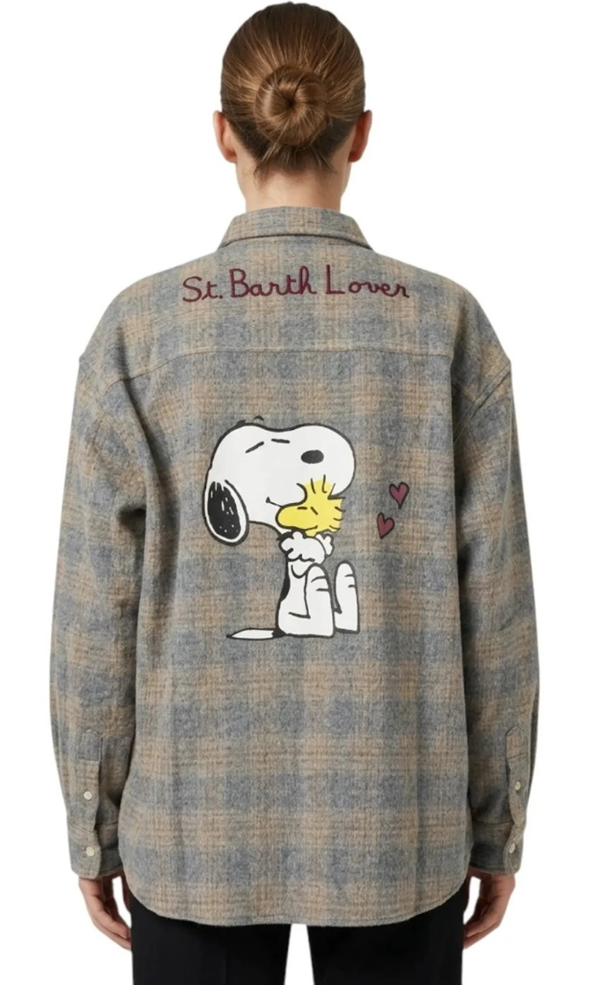 Mc2 Saint Barth Camicia Lully Snoopy Lover Tartan Beige Llu0001-00205M 192857