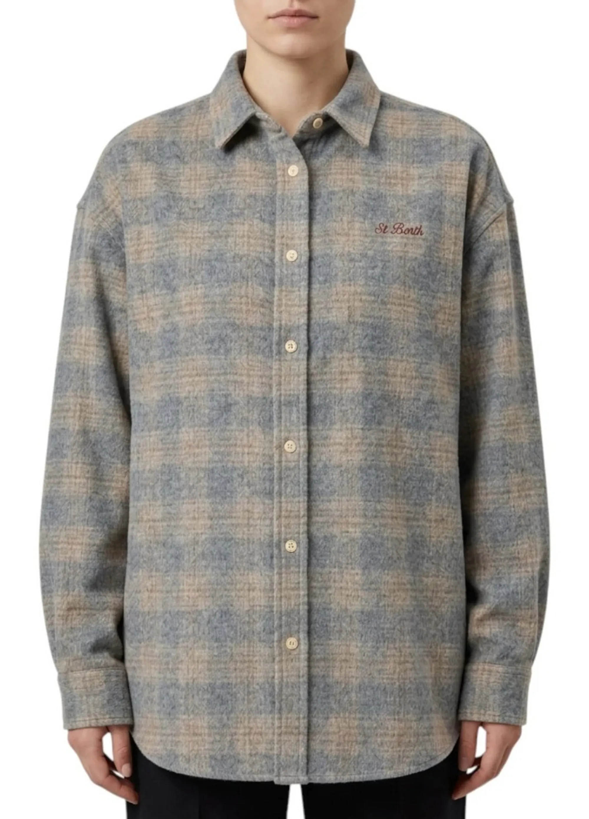 Mc2 Saint Barth B'Camicia Lully Snoopy Lover Tartan' Beige Llu0001-00205M 192858