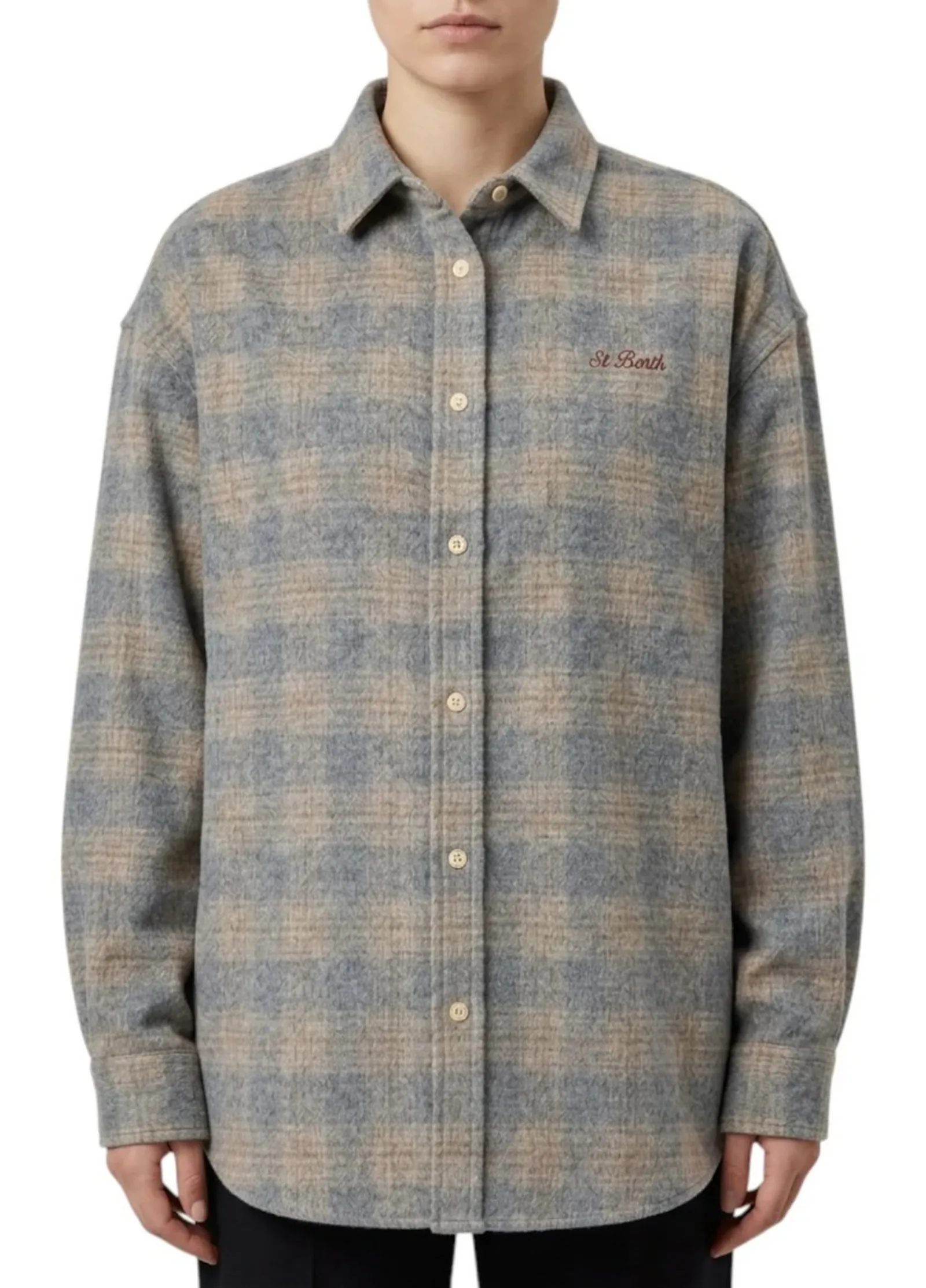Mc2 Saint Barth Camicia Lully Snoopy Lover Tartan Beige Llu0001-00205M 192858