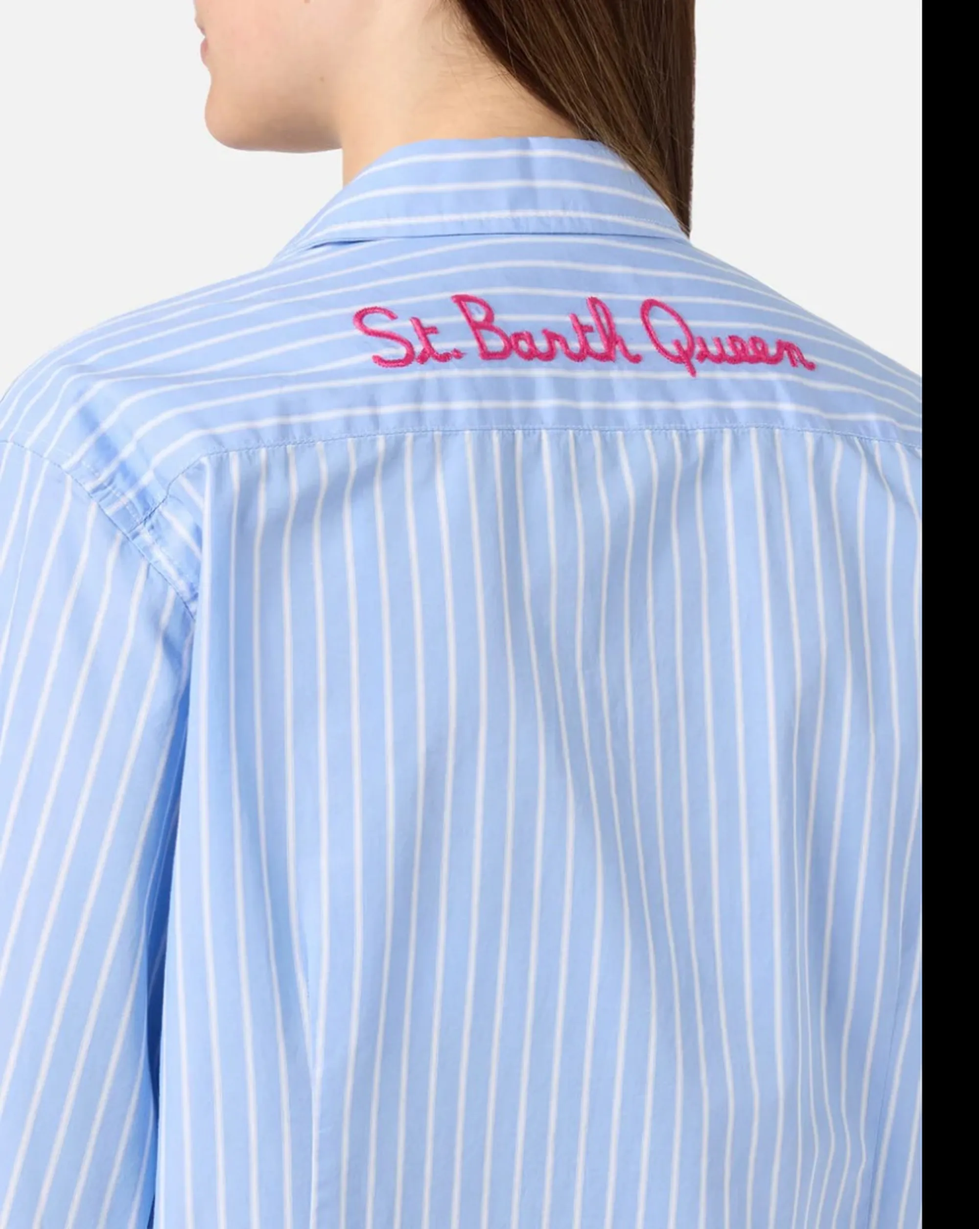 Mc2 Saint Barth B'Meredith Striped Shirt' Sky Blue Mdh001-00845L 179976