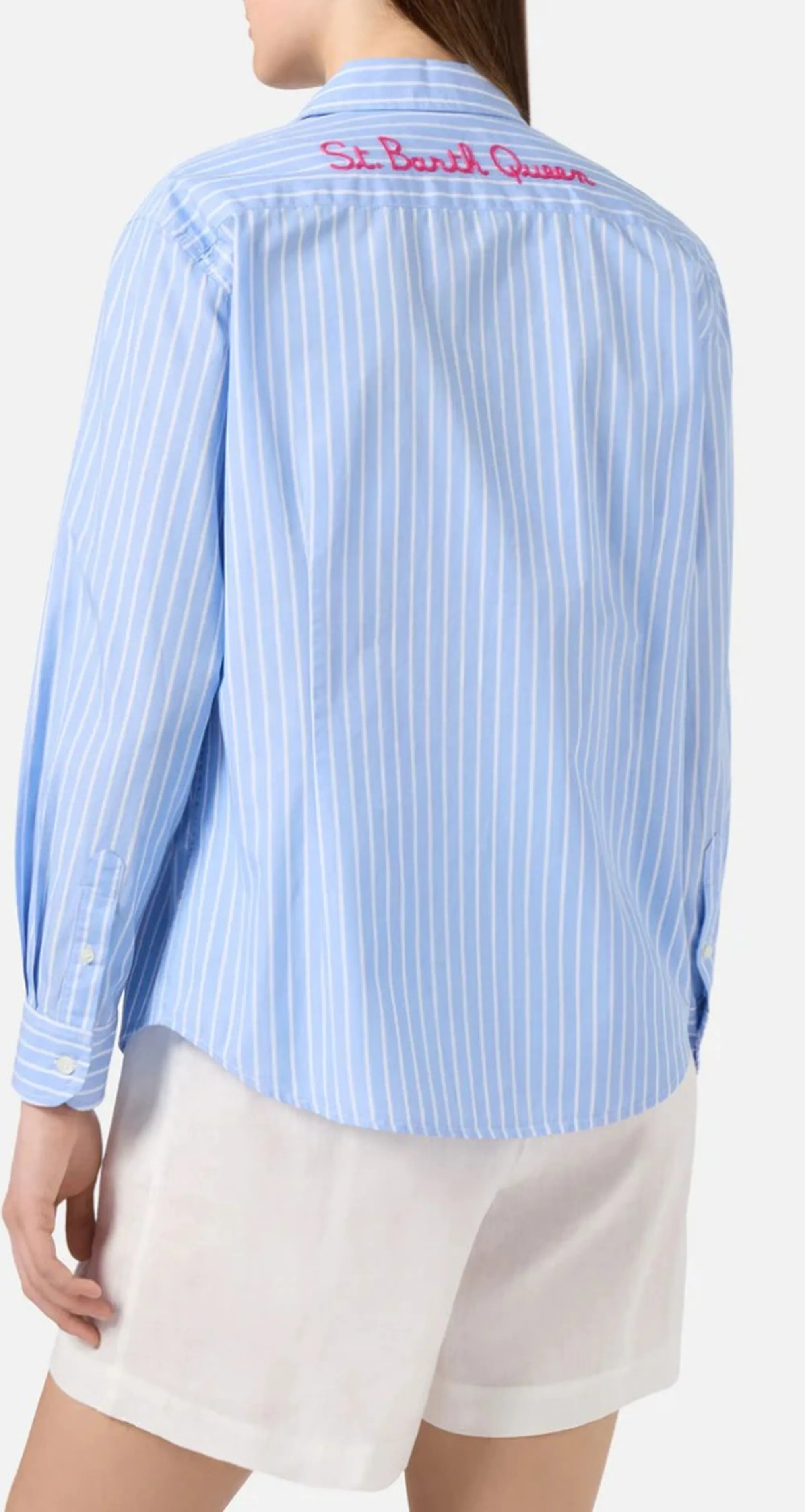 Mc2 Saint Barth B'Meredith Striped Shirt' Sky Blue Mdh001-00845L 179977