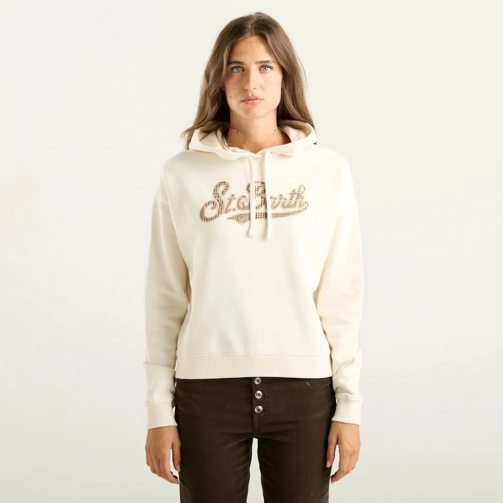 Mc2 Saint Barth Felpa Mindy Con Logo Tartan Panna Mind005-00623M 193137
