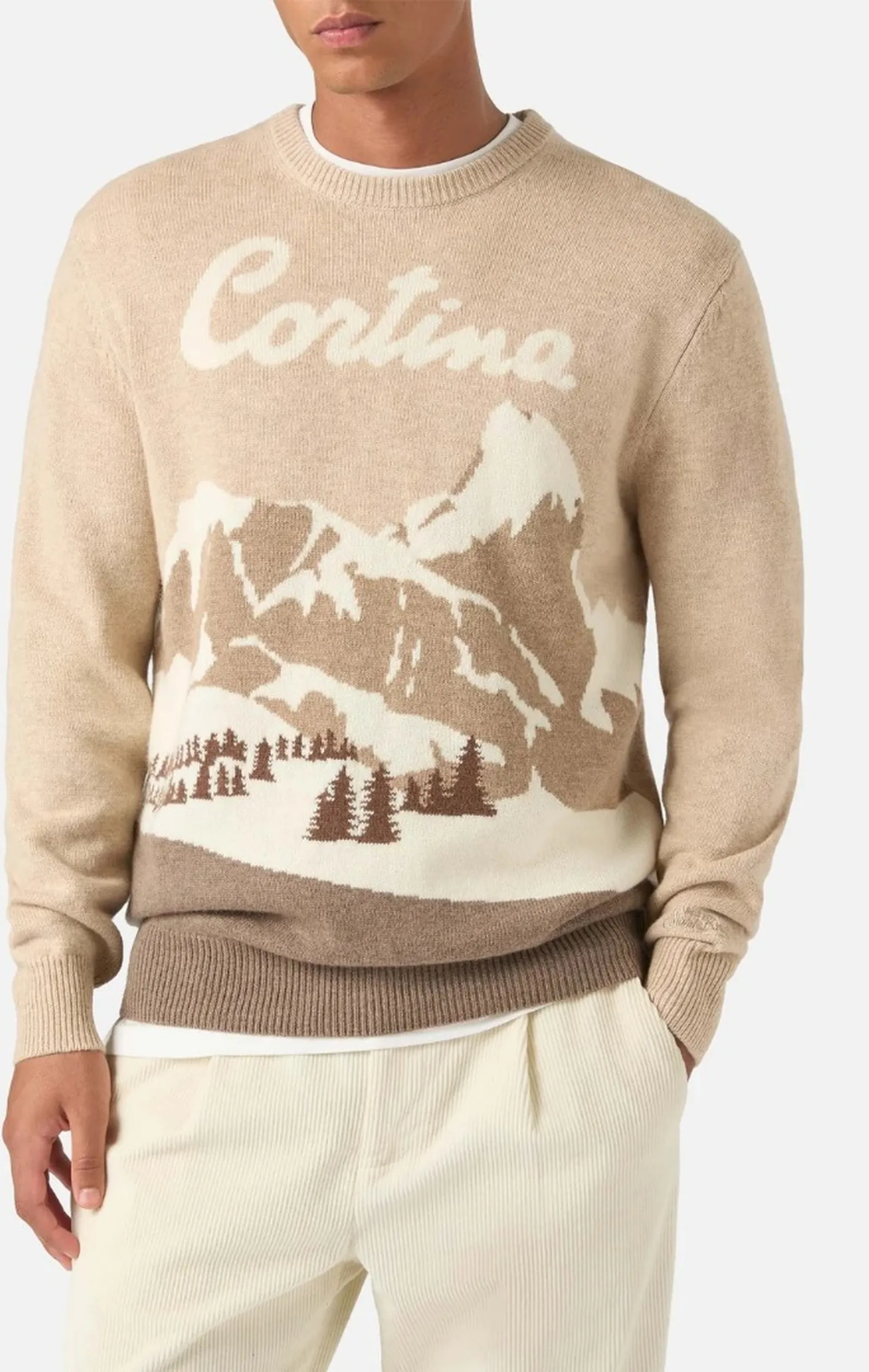 Mc2 Saint Barth Maglia Heron Con Intarsio Cortina Beige Her0011-00515M 192700