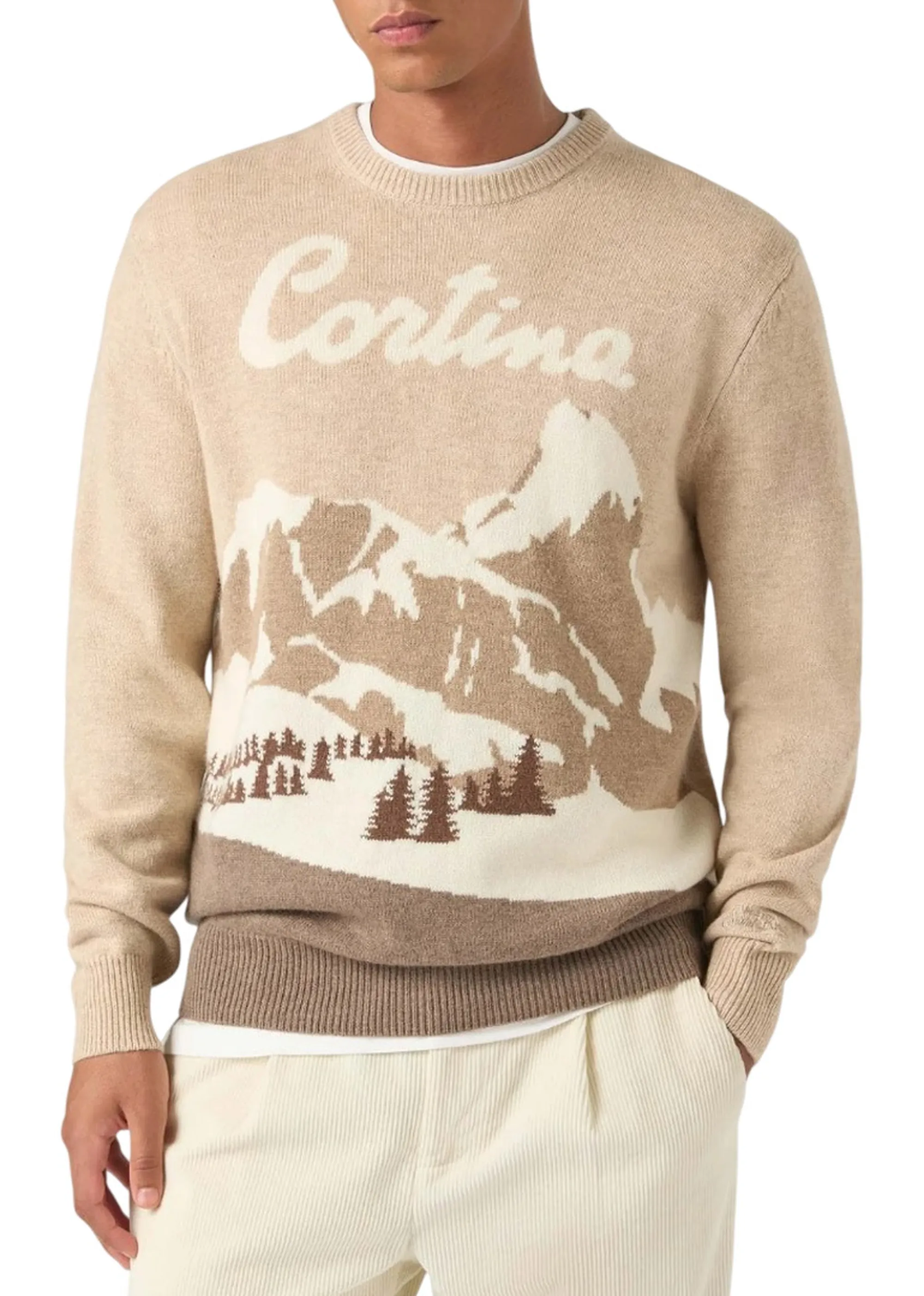 Mc2 Saint Barth Maglia Heron Con Intarsio Cortina Beige Her0011-00515M 193730