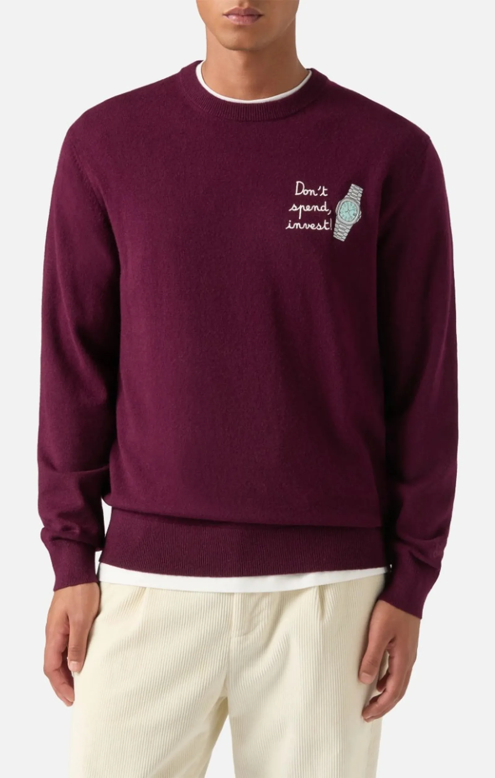 Mc2 Saint Barth Maglia Heron Con Ricamo Dont Spend Invest Bordeaux Her0024-02931M 192769