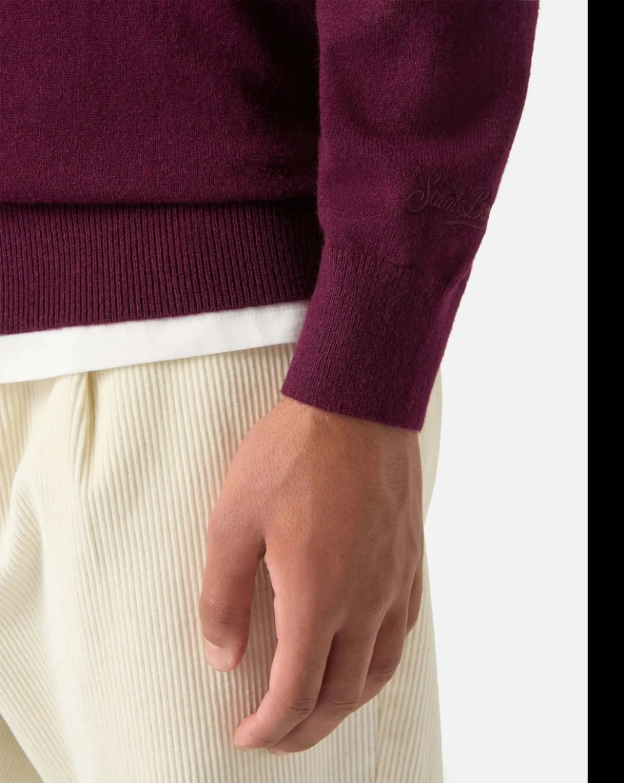 Mc2 Saint Barth B'Heron Sweater With Embroidery Dont Spend Invest' Bordeaux Her0024-02931M 192771
