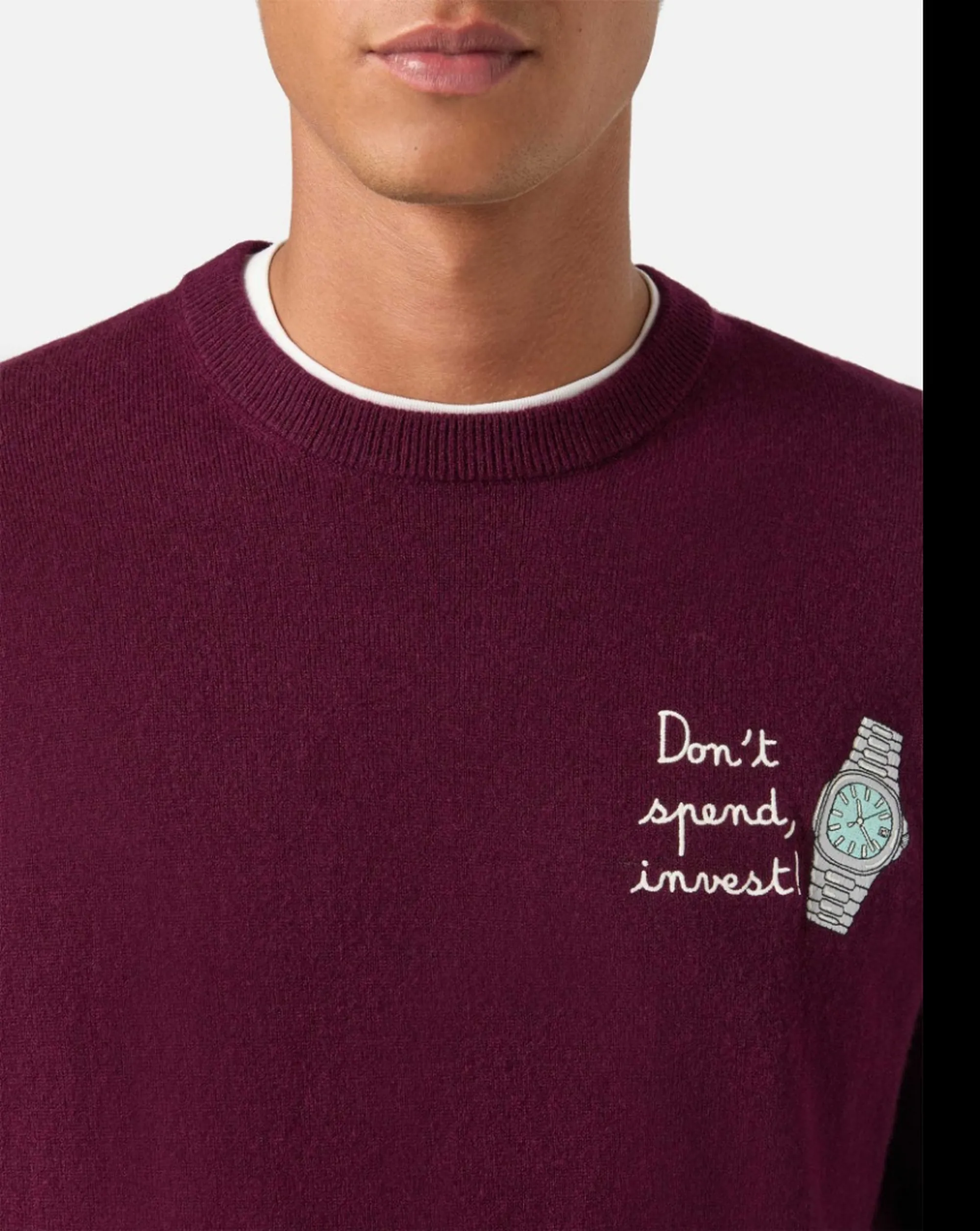 Mc2 Saint Barth B'Heron Sweater With Embroidery Dont Spend Invest' Bordeaux Her0024-02931M 192772