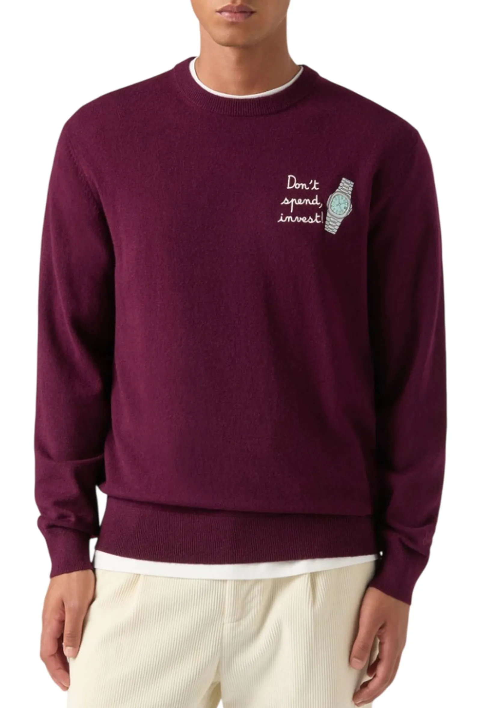 Mc2 Saint Barth Maglia Heron Con Ricamo Dont Spend Invest Bordeaux Her0024-02931M 193757