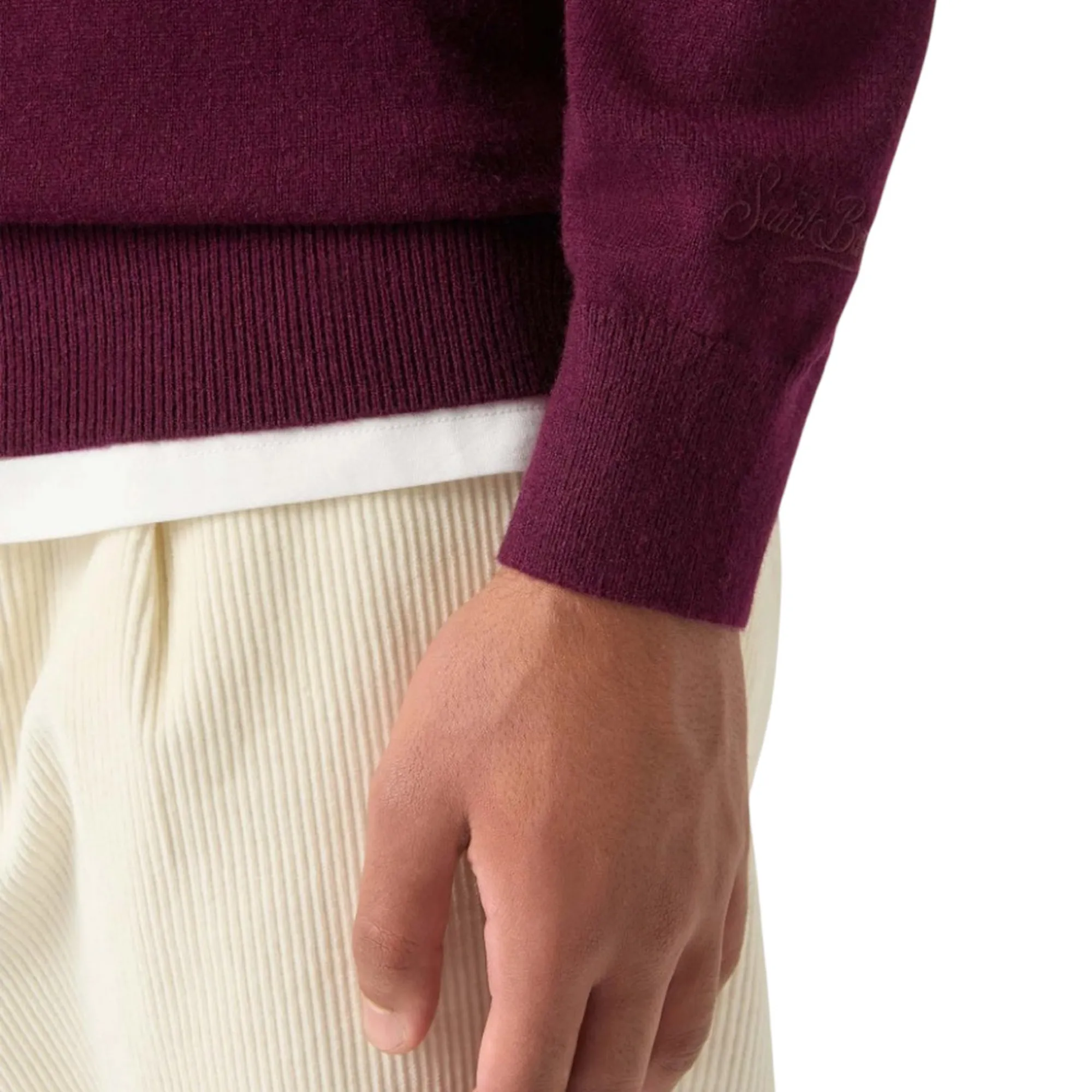 Mc2 Saint Barth Maglia Heron Con Ricamo Dont Spend Invest Bordeaux Her0024-02931M 193760