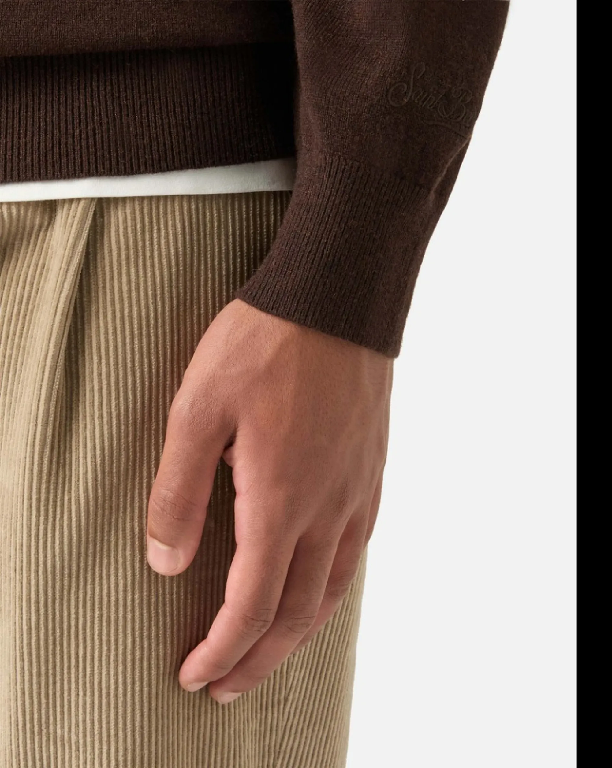 Mc2 Saint Barth B'Heron Sweater With Gold Money Embroidery' Brown Her0024-00540M 192751
