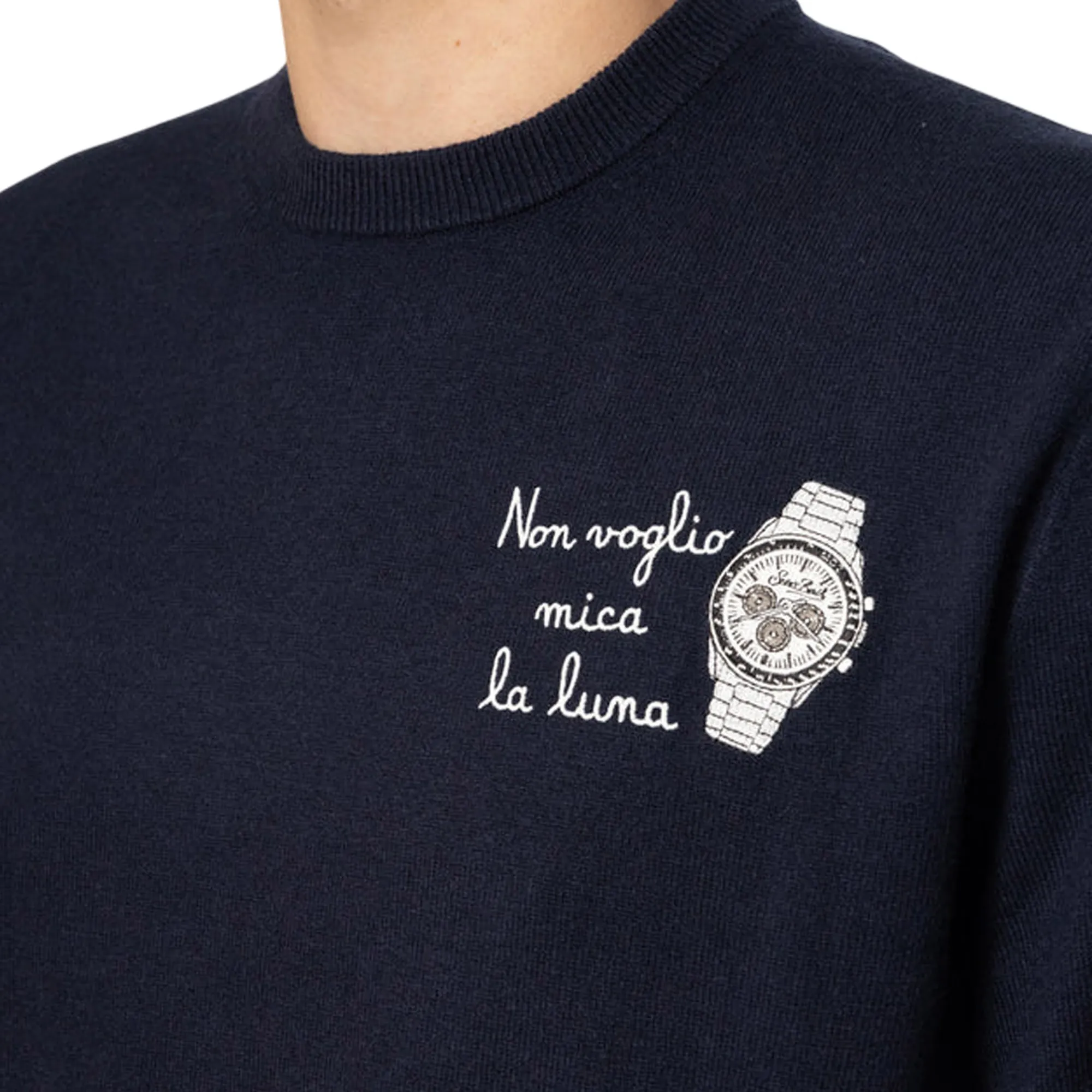 Mc2 Saint Barth Maglia Heron Con Ricamo Non Voglio Mica La Luna Blu Her0024-02930M 193752