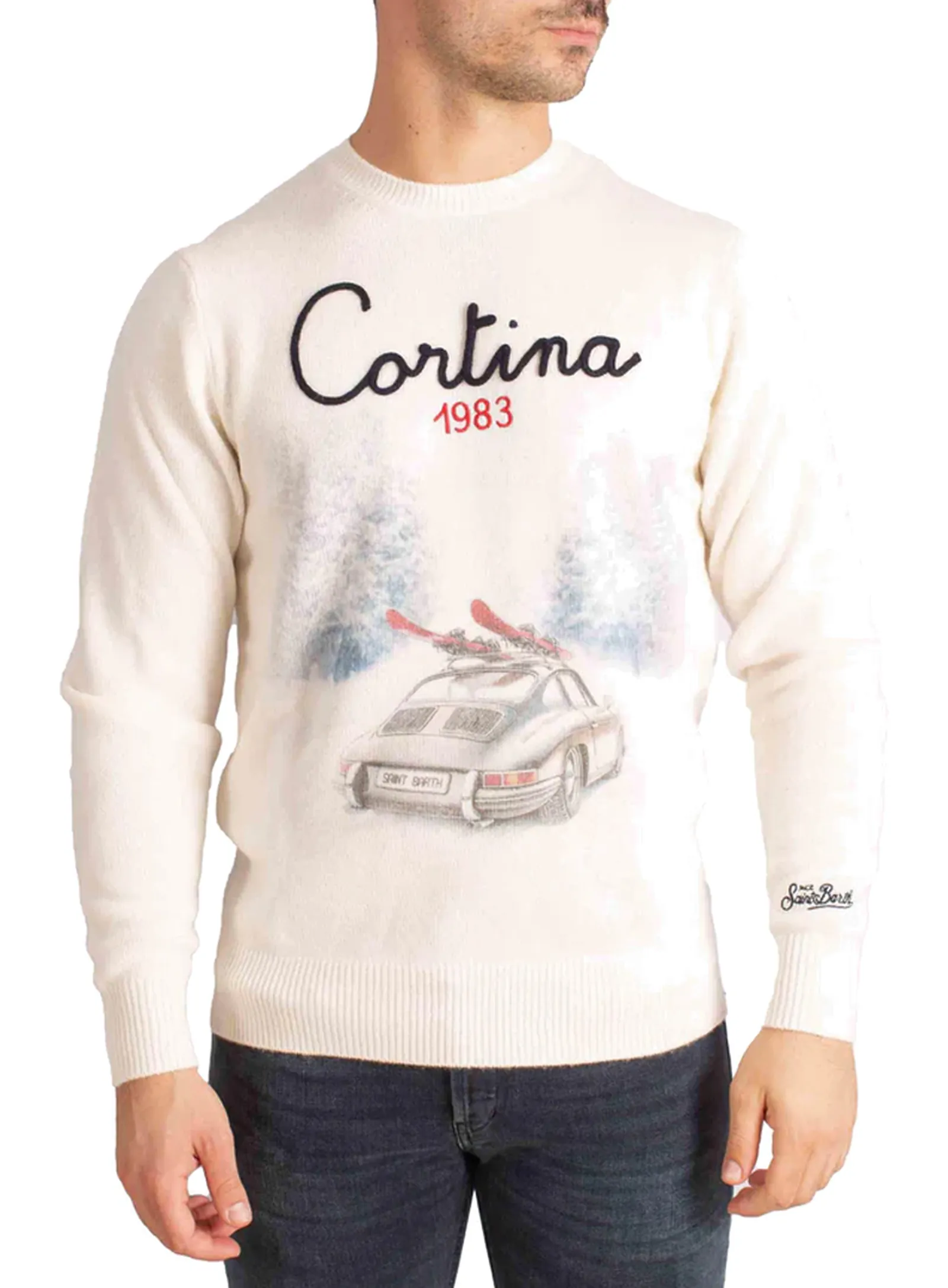 Mc2 Saint Barth Maglia Heron Print Cortina Road Panna Her0022-00389I 164575