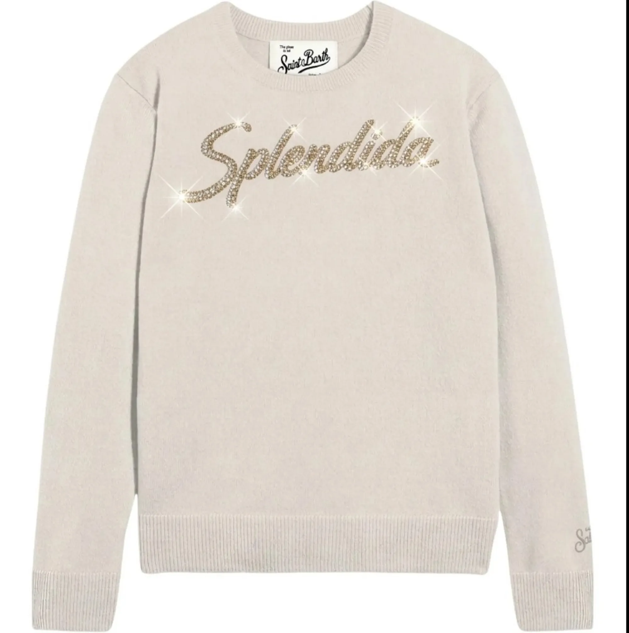 Mc2 Saint Barth B'New Queen Sweater With Beautiful Rhinestone Embroidery' Off-White Que0010-04220M 193147