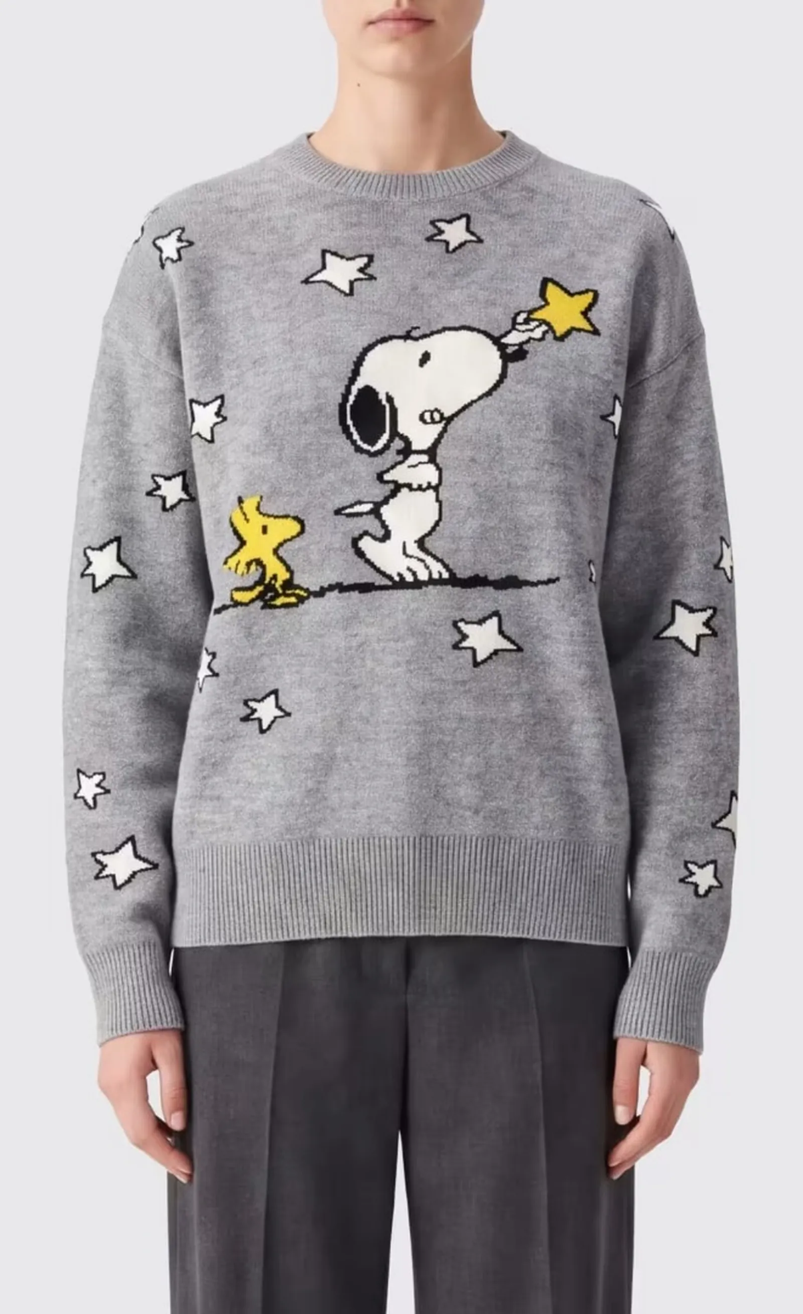 Mc2 Saint Barth Maglia Tessa Con Intarsio Snoopy Grigio Tess004-00332M 193168