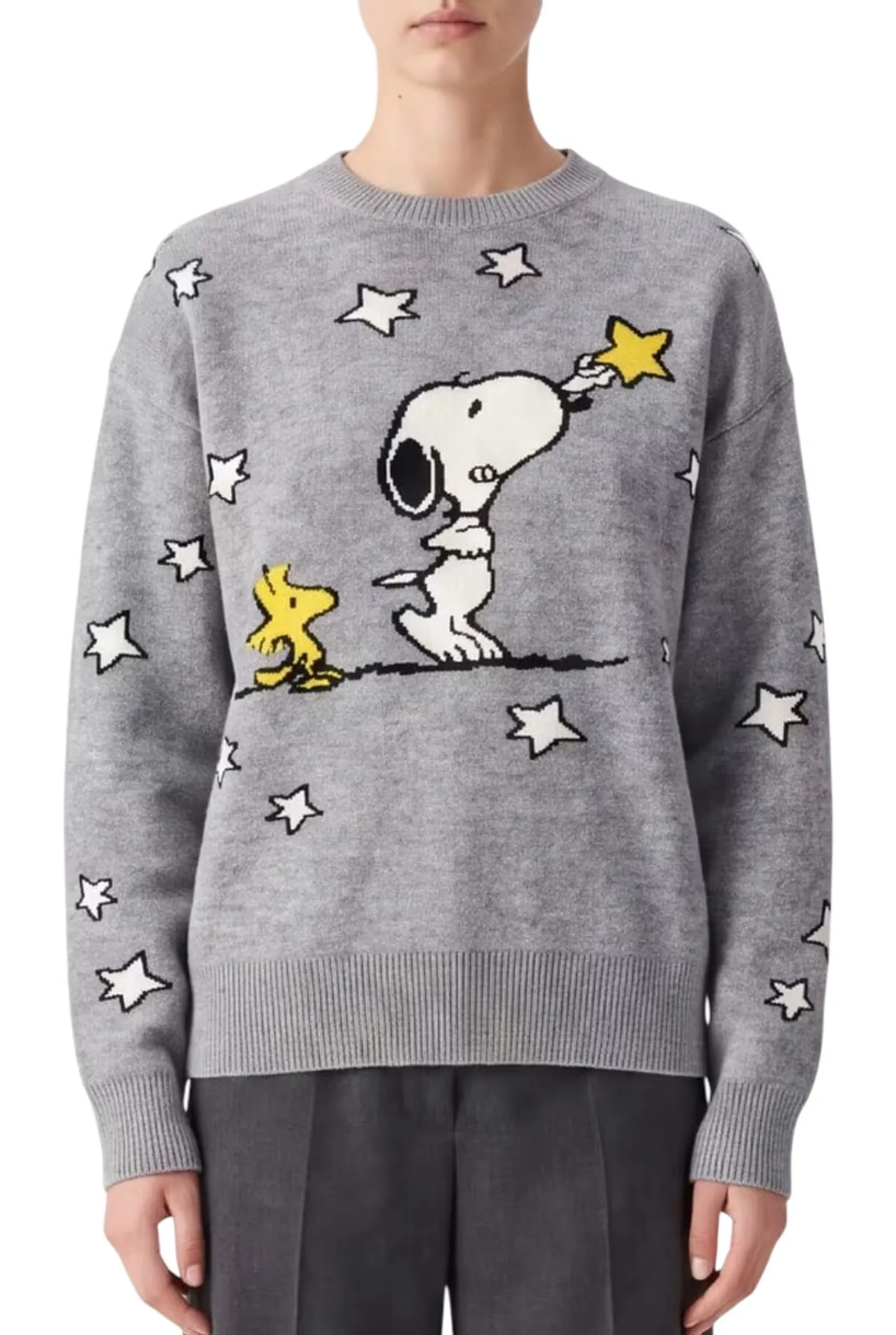 Mc2 Saint Barth Maglia Tessa Con Intarsio Snoopy Grigio Tess004-00332M 194943