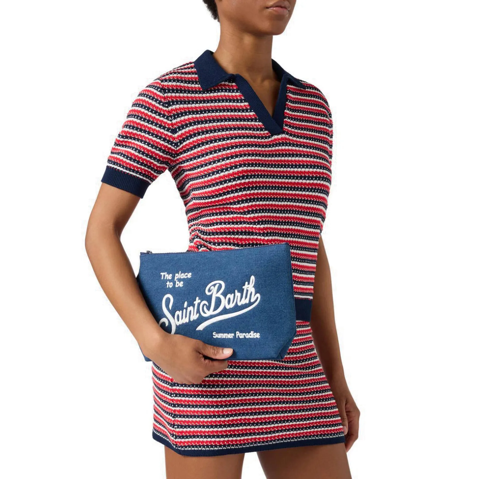 Mc2 Saint Barth B'Aline Denim-Effect Pouch' Denim Ali0017-00436L 179245