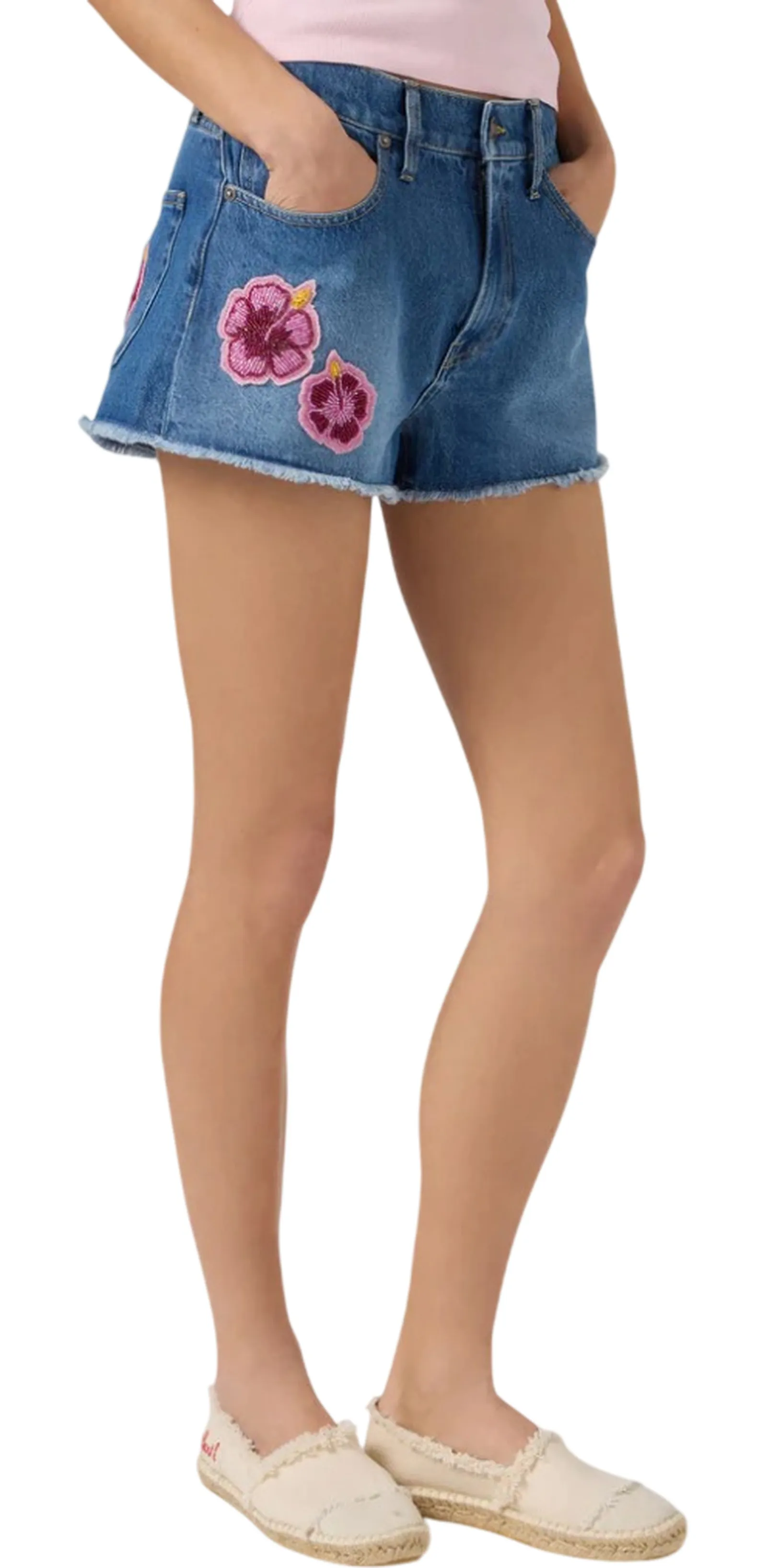 Mc2 Saint Barth Short Musa Con Patch Floreali Recamati Denim Mus0001-02196L 181895