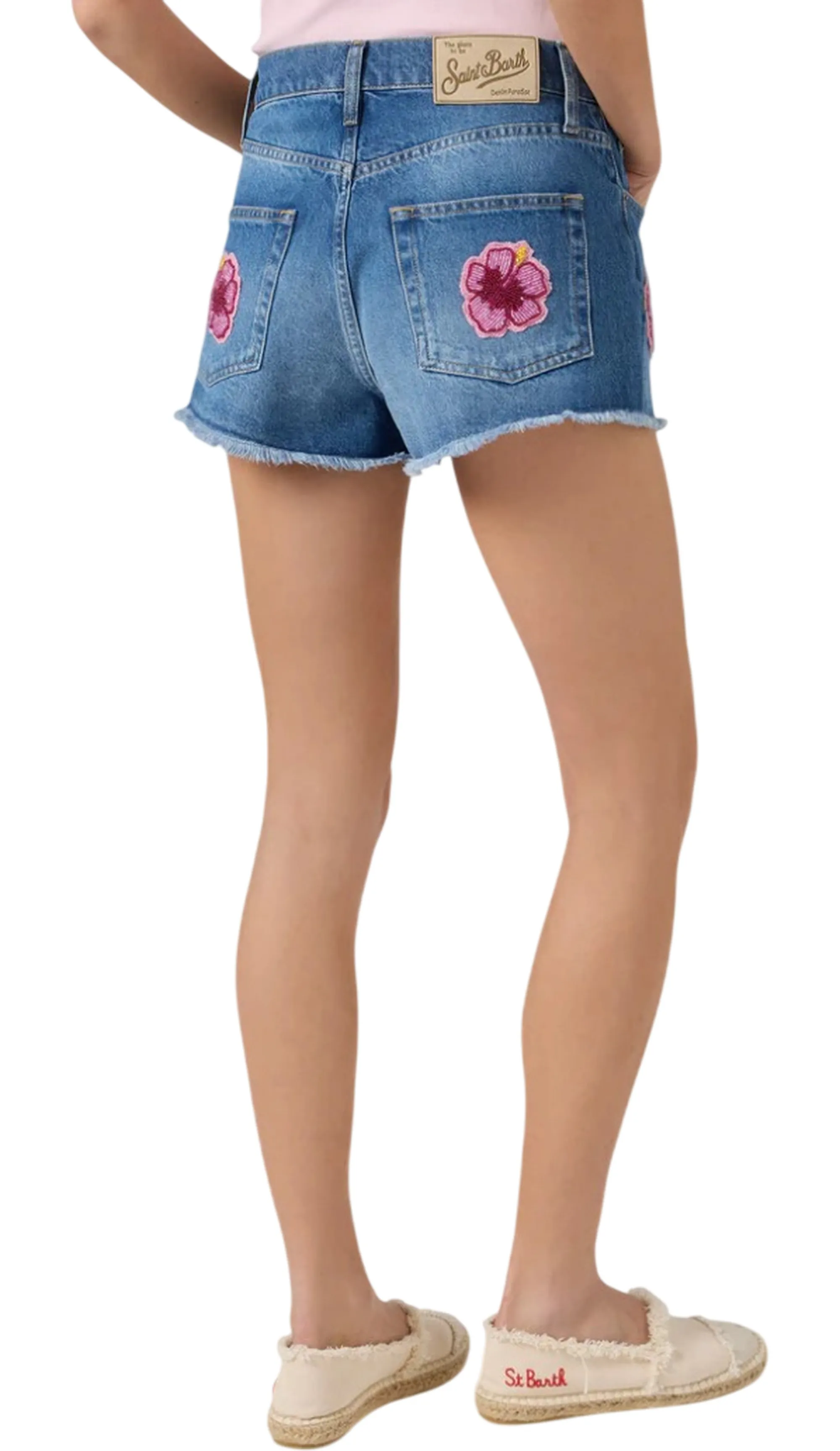 Mc2 Saint Barth B'Musa Shorts With Embroidered Floral Patches' Denim Mus0001-02196L 181896