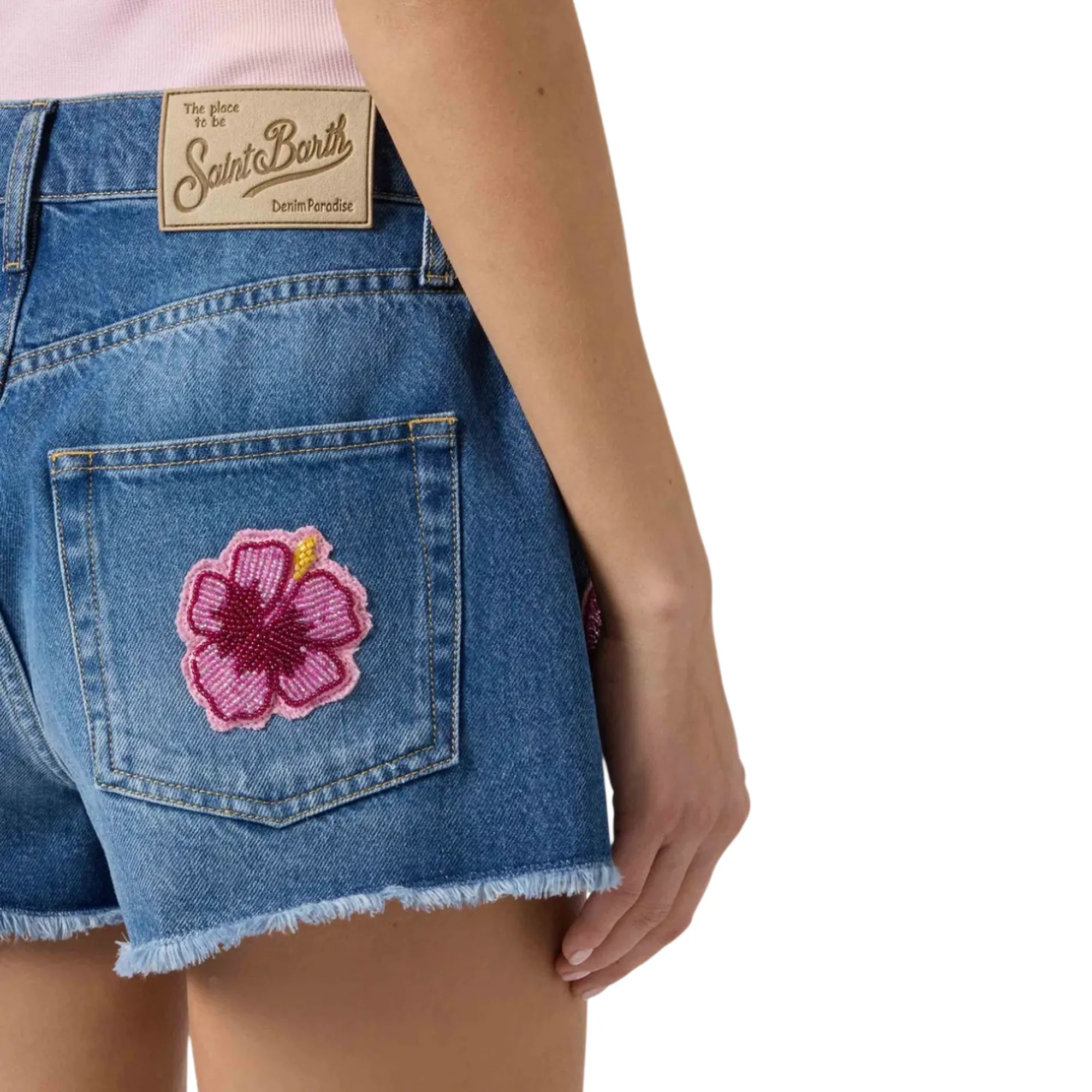 Mc2 Saint Barth B'Musa Shorts With Embroidered Floral Patches' Denim Mus0001-02196L 181897