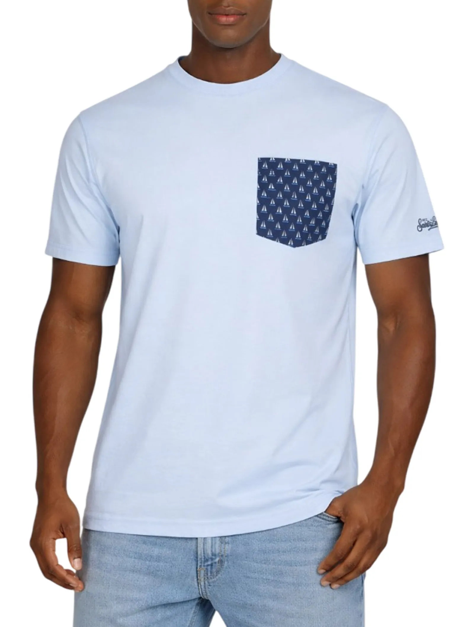 Mc2 Saint Barth T-Shirt Blanche Azzurro Bla0001-02086L 177615